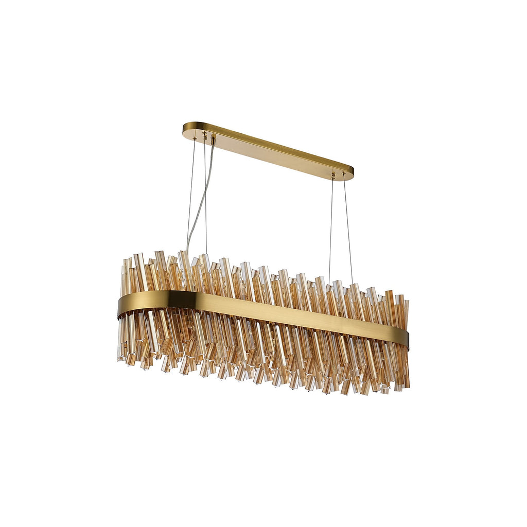 NL9506BR/AM9 Kaffer 24 Light Oblong Pendant Brass Amber