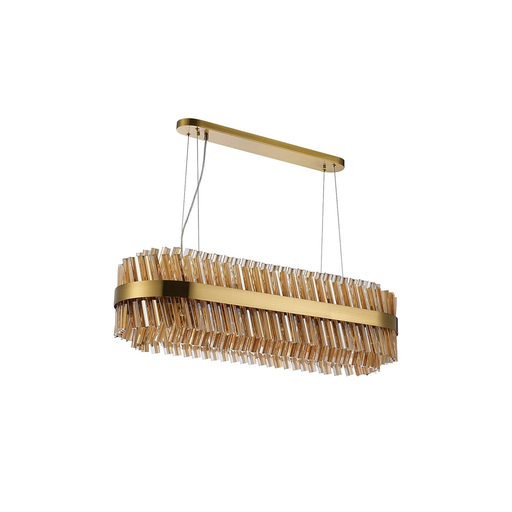 NL9506BR/AM9 Kaffer 24 Light Oblong Pendant Brass Amber