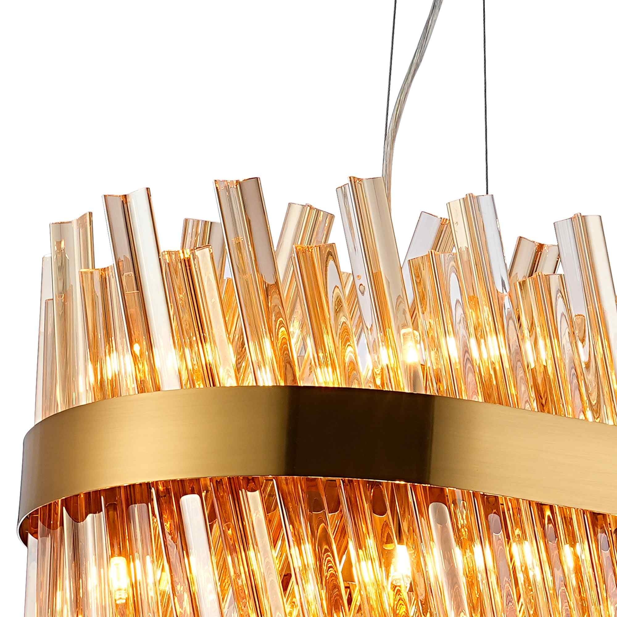 NL9506BR/AM9 Kaffer 24 Light Oblong Pendant Brass Amber