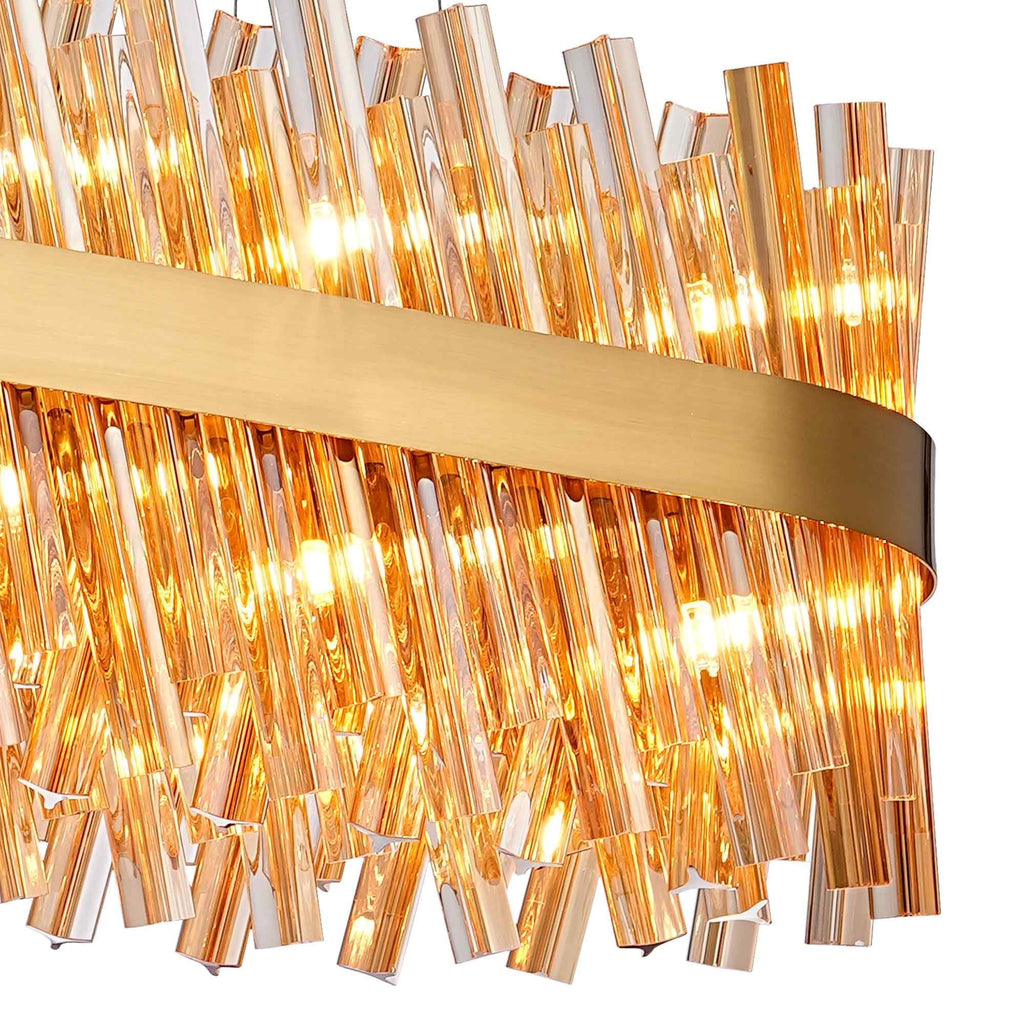 NL9506BR/AM9 Kaffer 24 Light Oblong Pendant Brass Amber