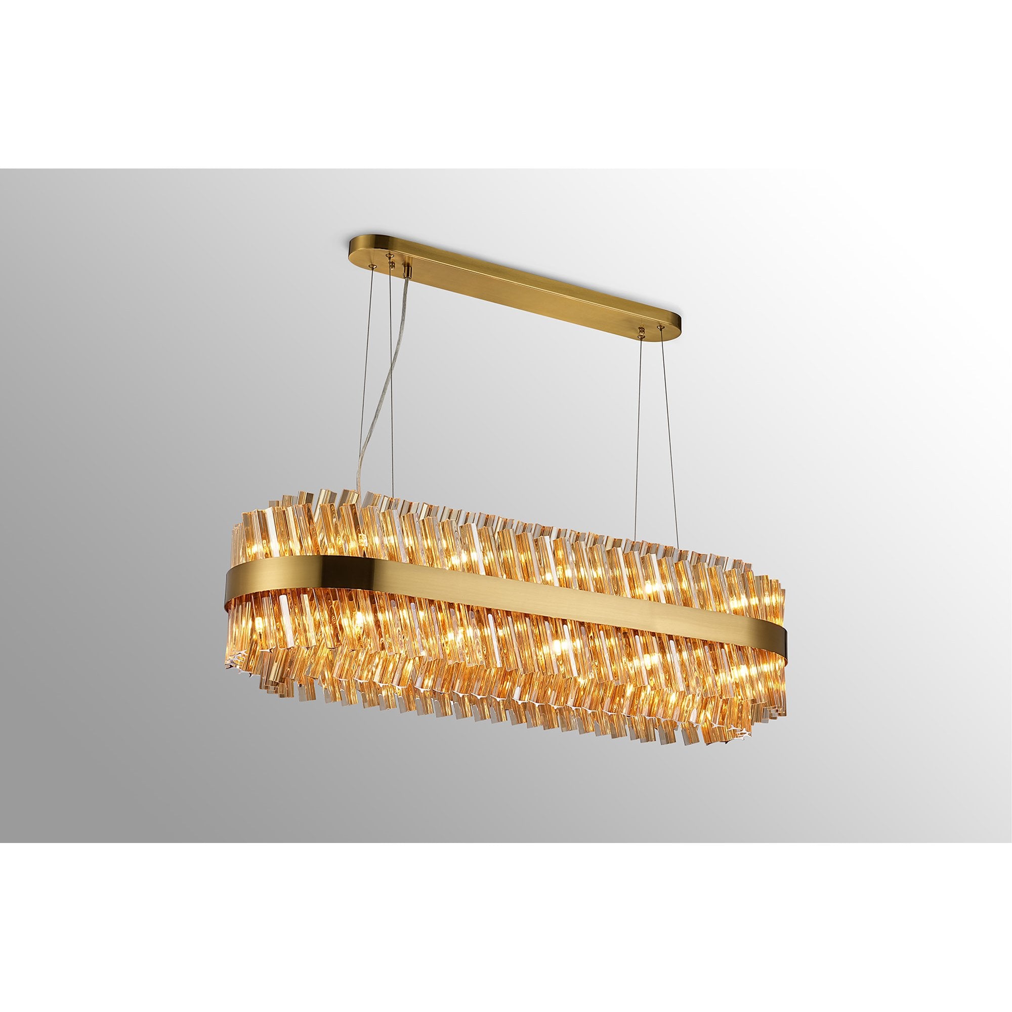 NL9506BR/AM9 Kaffer 24 Light Oblong Pendant Brass Amber