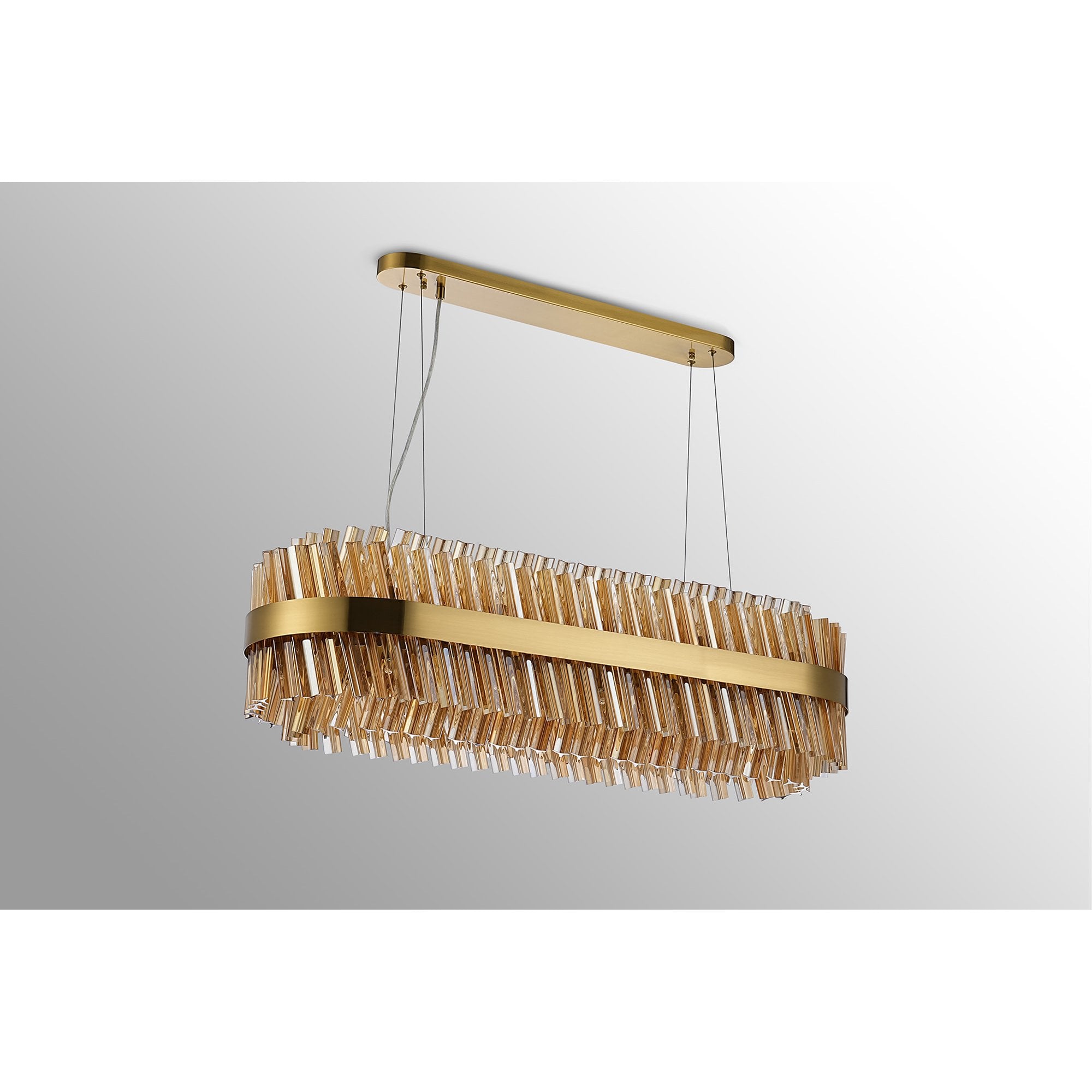 NL9506BR/AM9 Kaffer 24 Light Oblong Pendant Brass Amber