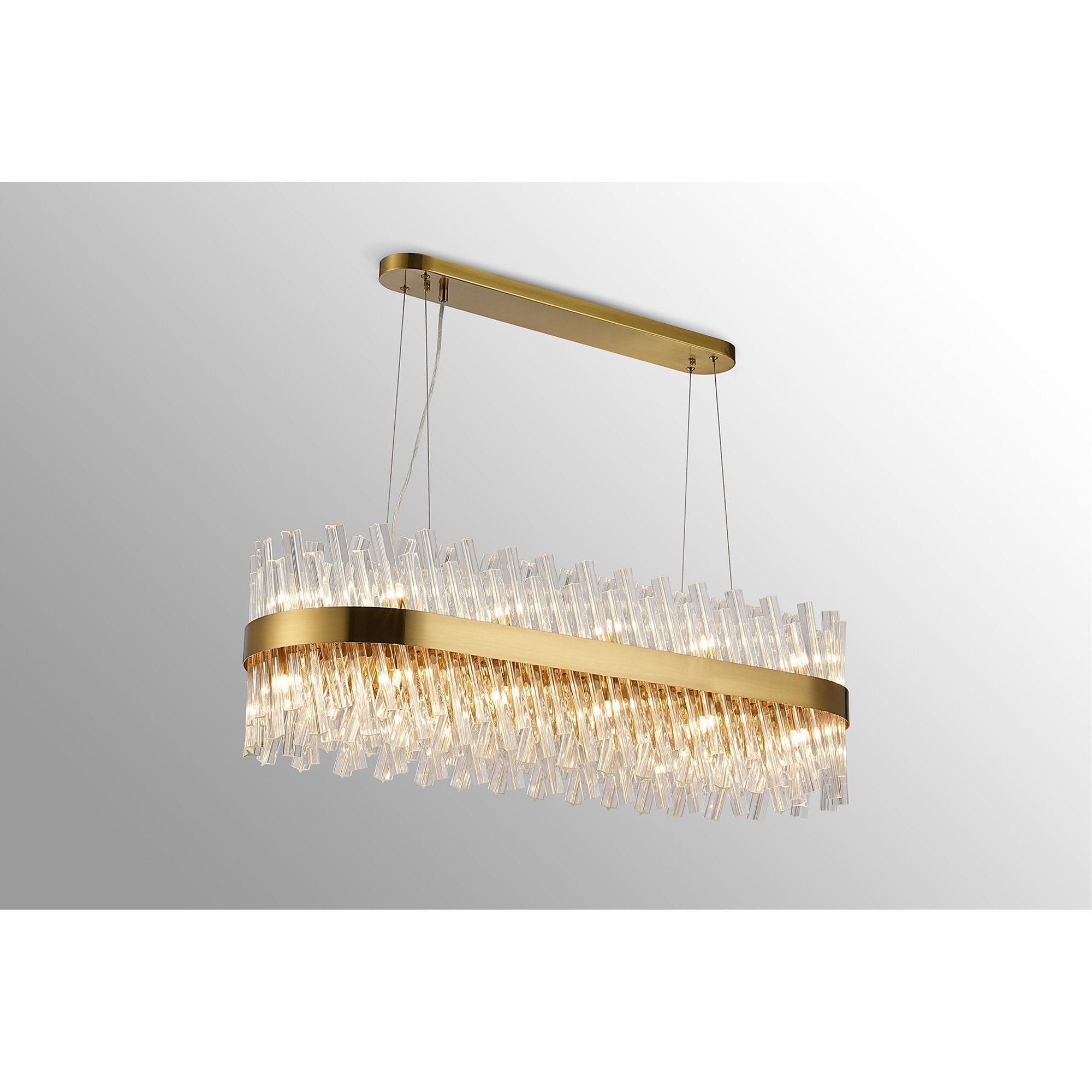 NL9506BR/CL9 Kaffer 24 Light Oblong Pendant Brass Clear