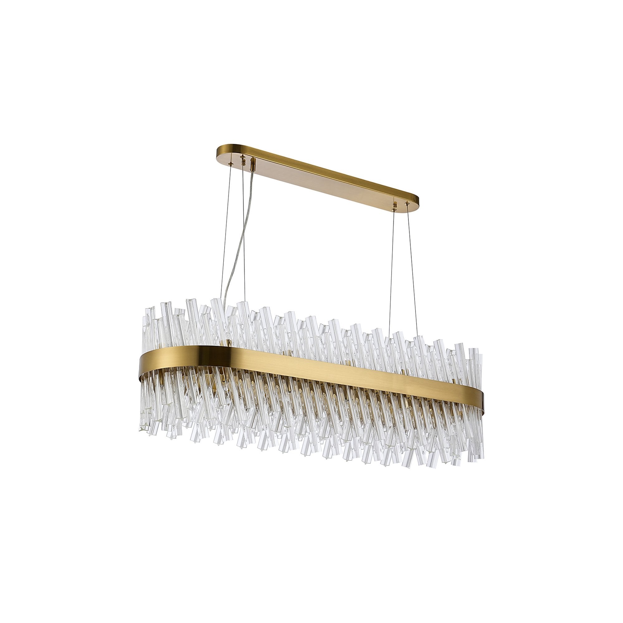 NL9506BR/CL9 Kaffer 24 Light Oblong Pendant Brass Clear