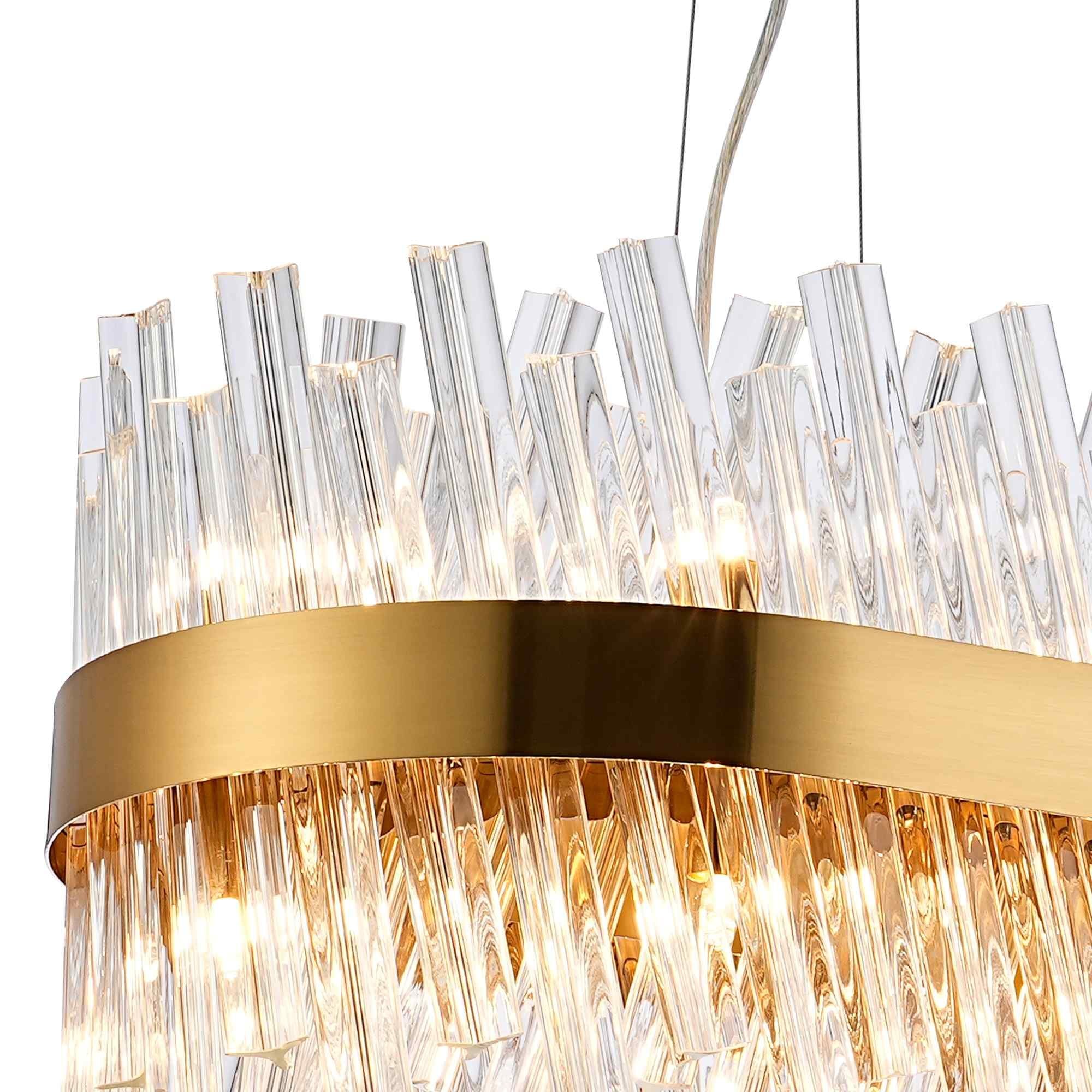 NL9506BR/CL9 Kaffer 24 Light Oblong Pendant Brass Clear