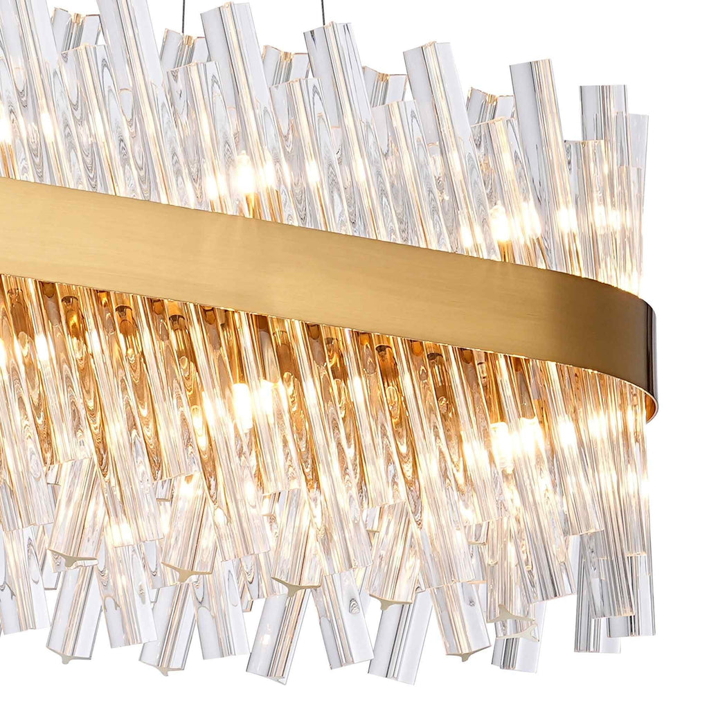 NL9506BR/CL9 Kaffer 24 Light Oblong Pendant Brass Clear