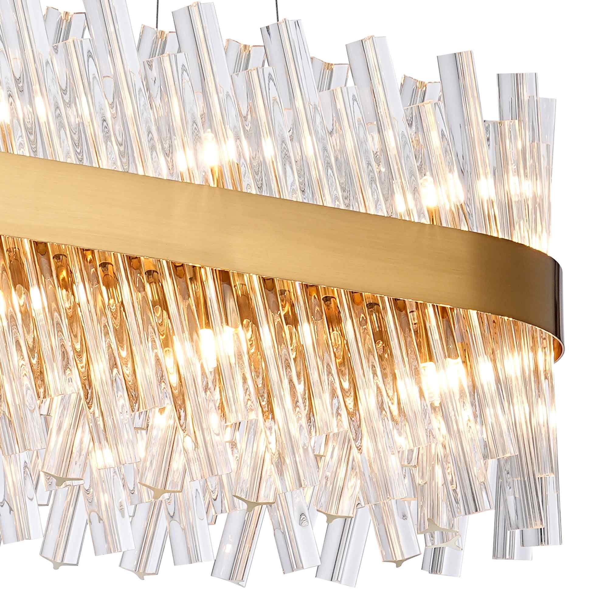 NL9506BR/CL9 Kaffer 24 Light Oblong Pendant Brass Clear