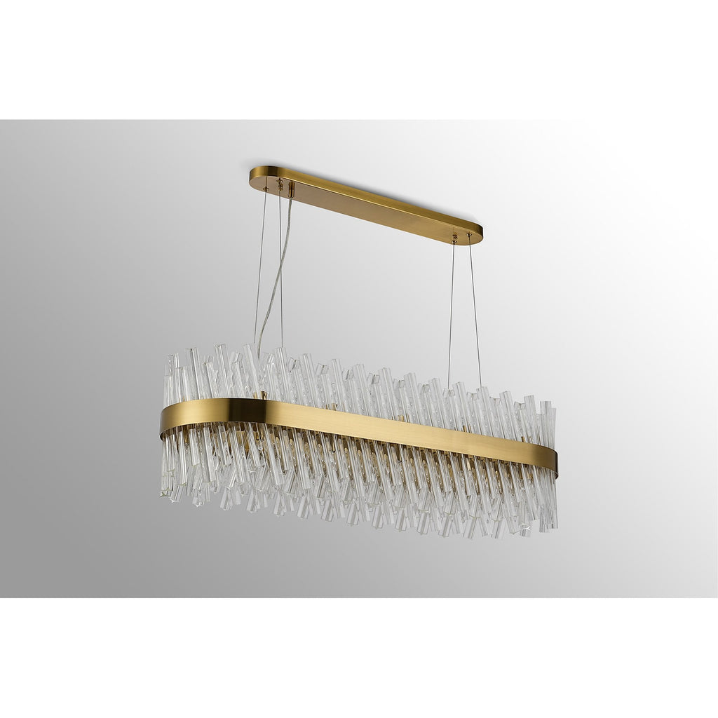 NL9506BR/CL9 Kaffer 24 Light Oblong Pendant Brass Clear