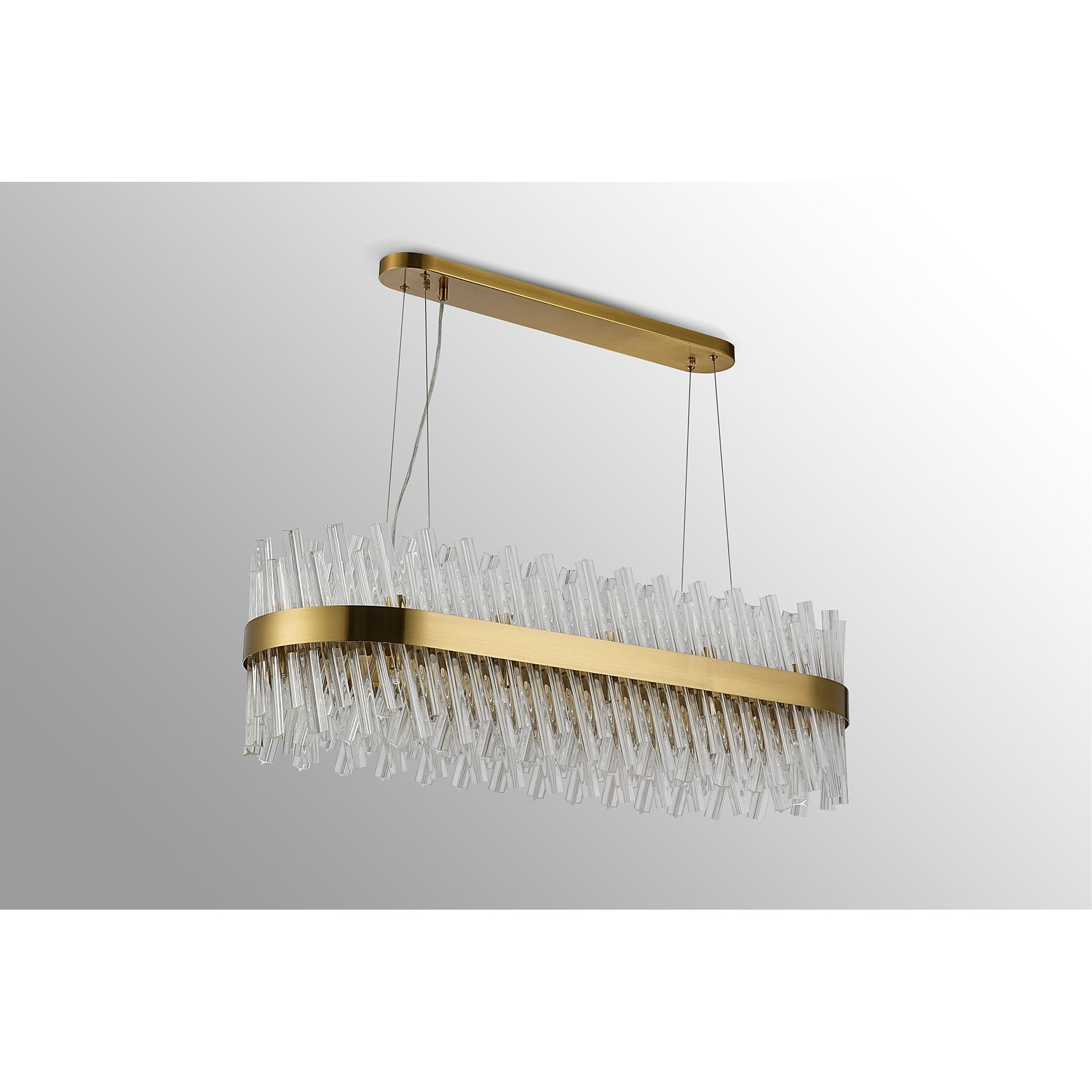NL9506BR/CL9 Kaffer 24 Light Oblong Pendant Brass Clear