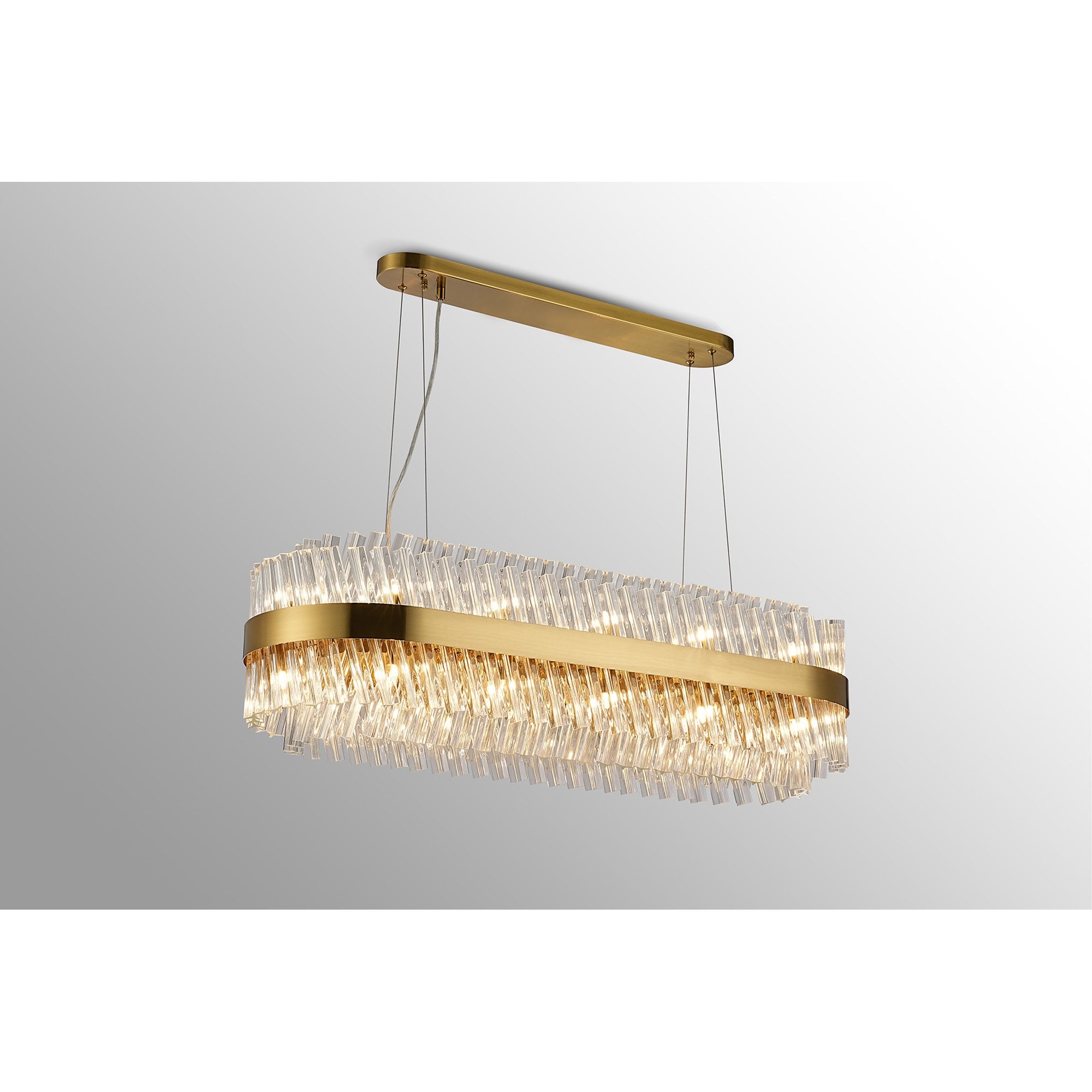NL9506BR/CL9 Kaffer 24 Light Oblong Pendant Brass Clear