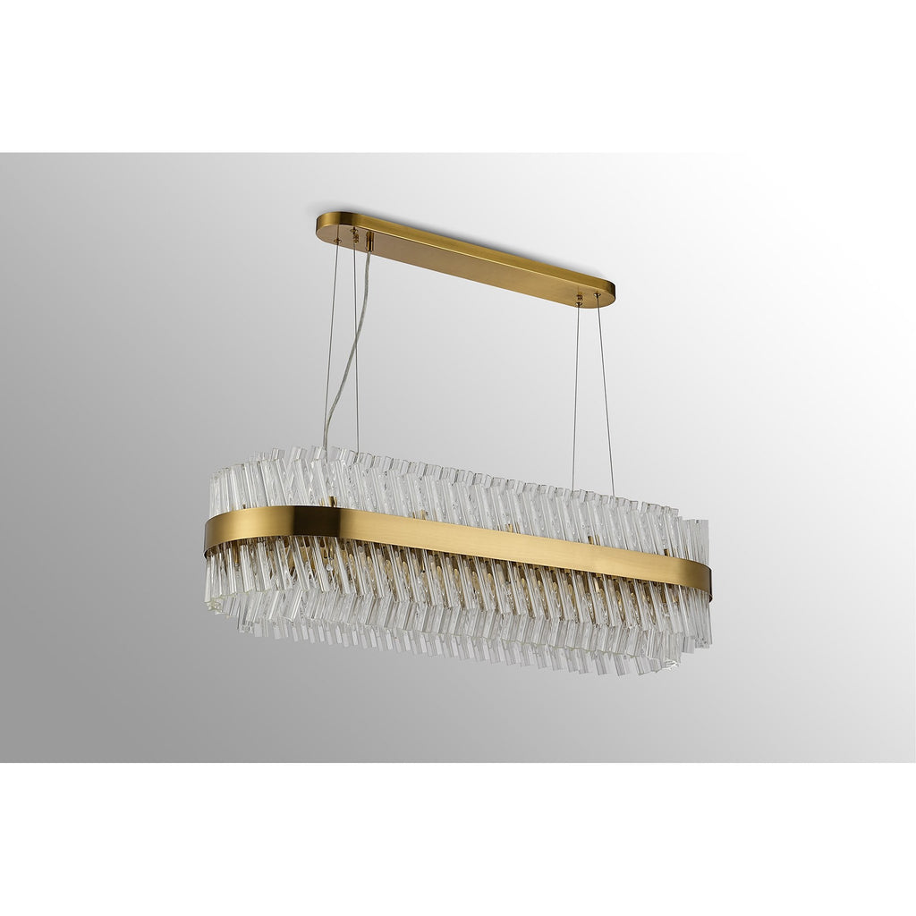 NL9506BR/CL9 Kaffer 24 Light Oblong Pendant Brass Clear