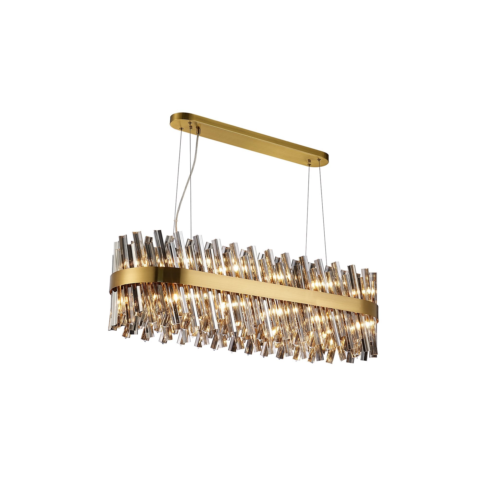 NL9506BR/SM9 Kaffer 24 Light Oblong Pendant Brass Smoke