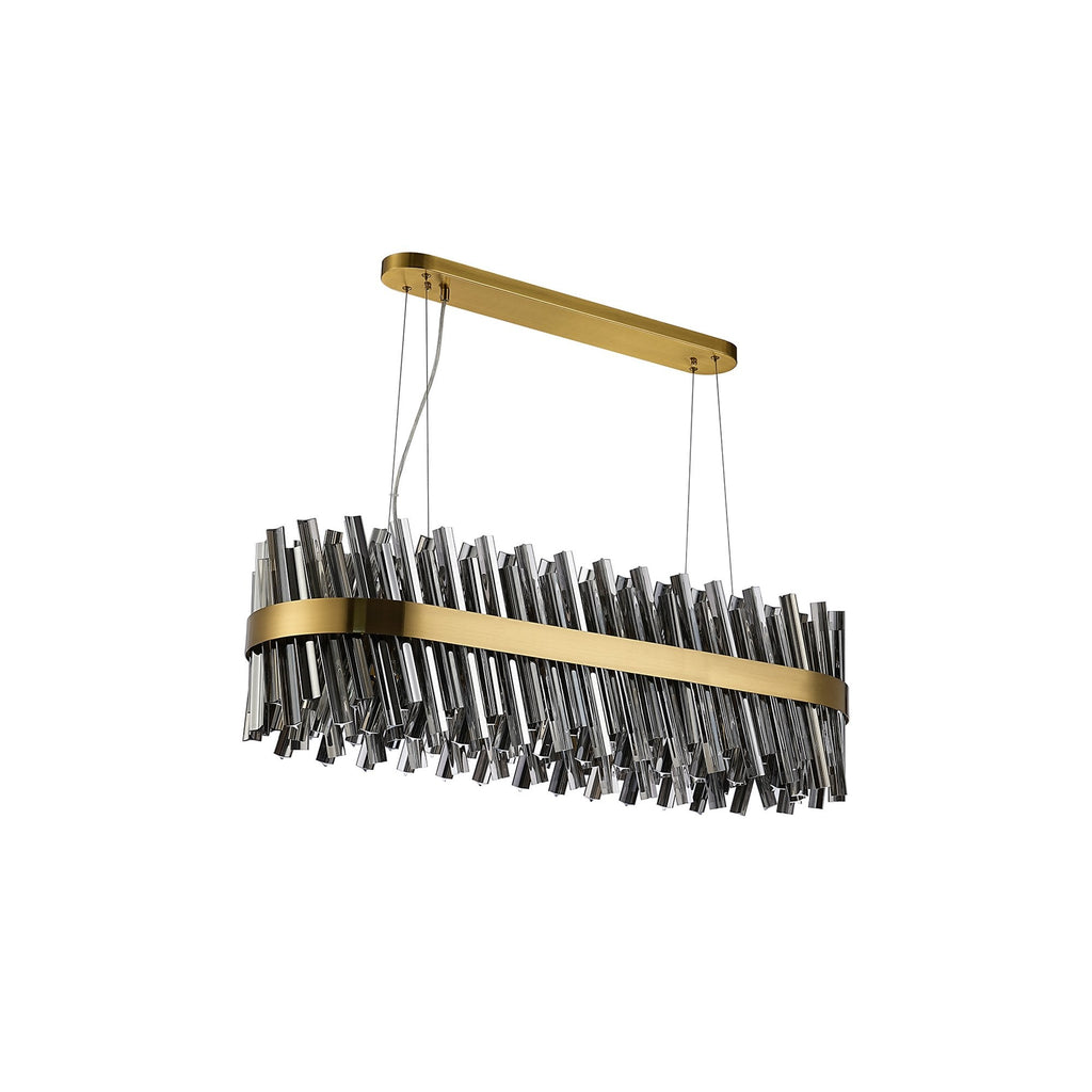 NL9506BR/SM9 Kaffer 24 Light Oblong Pendant Brass Smoke