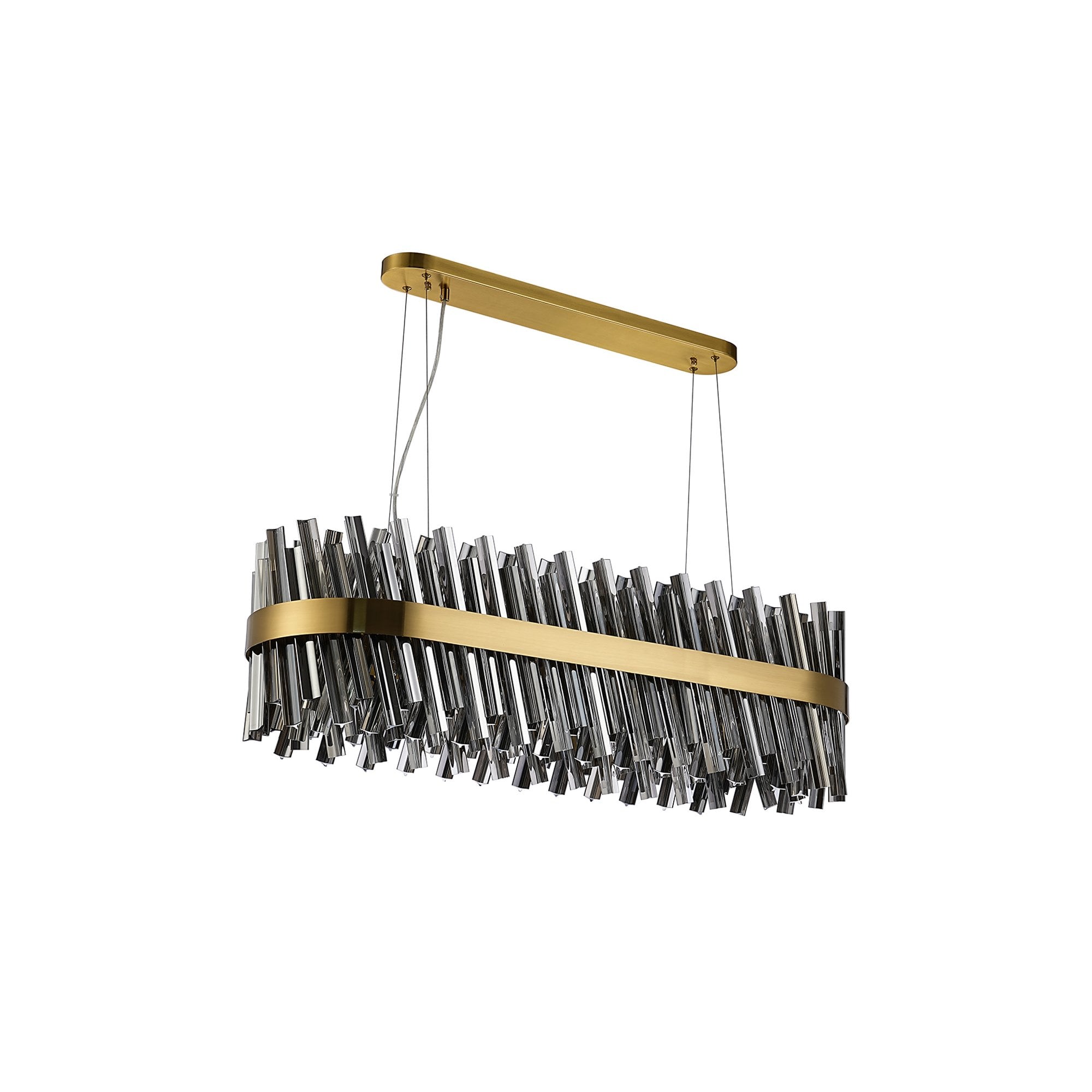 NL9506BR/SM9 Kaffer 24 Light Oblong Pendant Brass Smoke