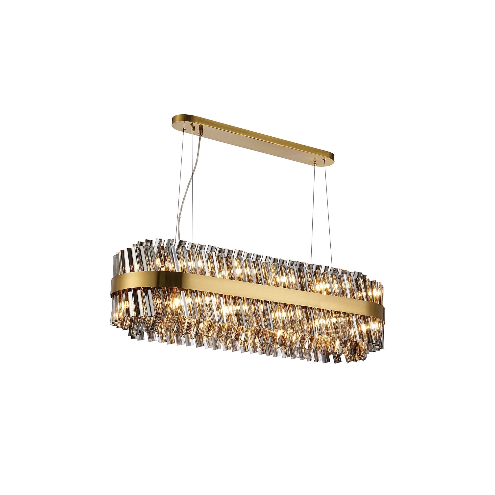 NL9506BR/SM9 Kaffer 24 Light Oblong Pendant Brass Smoke