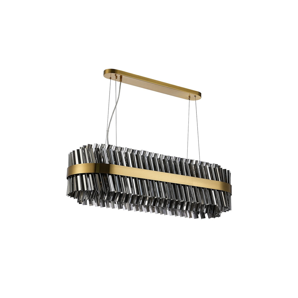 NL9506BR/SM9 Kaffer 24 Light Oblong Pendant Brass Smoke