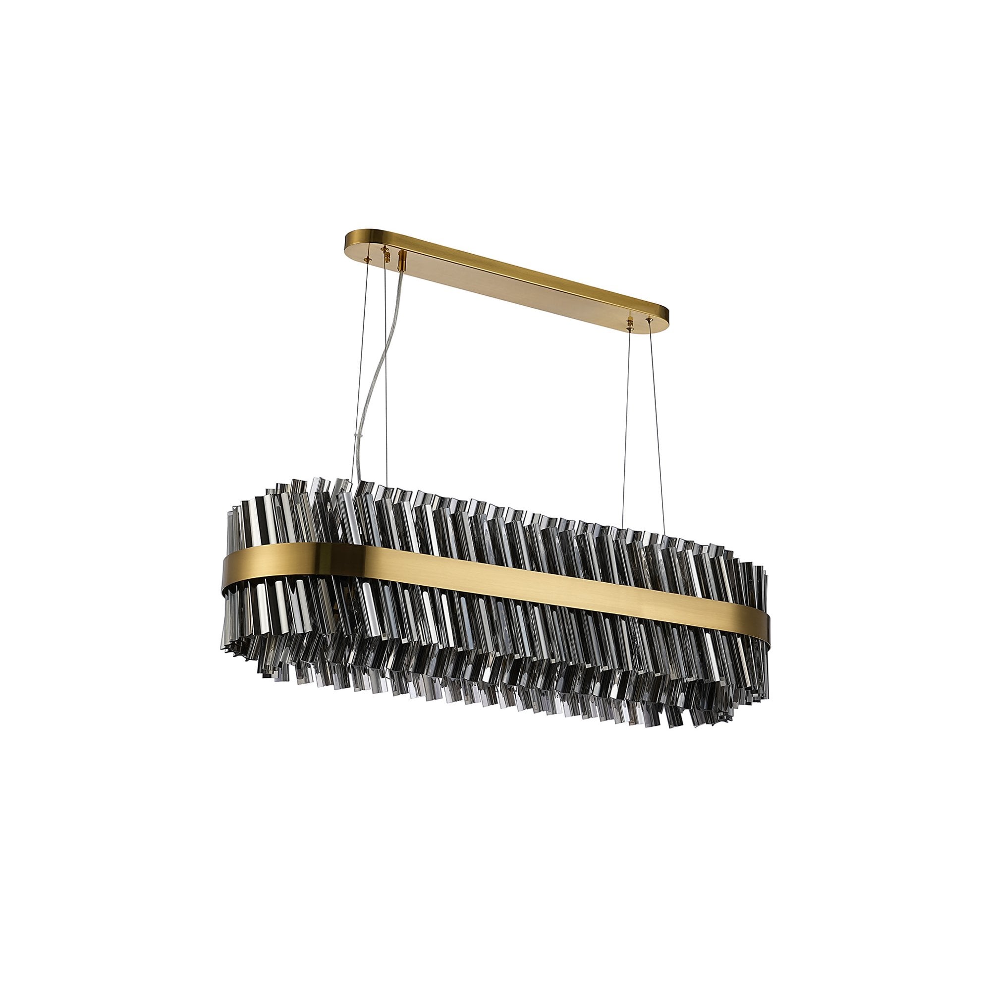 NL9506BR/SM9 Kaffer 24 Light Oblong Pendant Brass Smoke