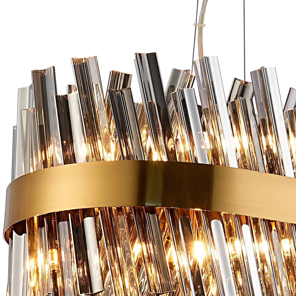 NL9506BR/SM9 Kaffer 24 Light Oblong Pendant Brass Smoke