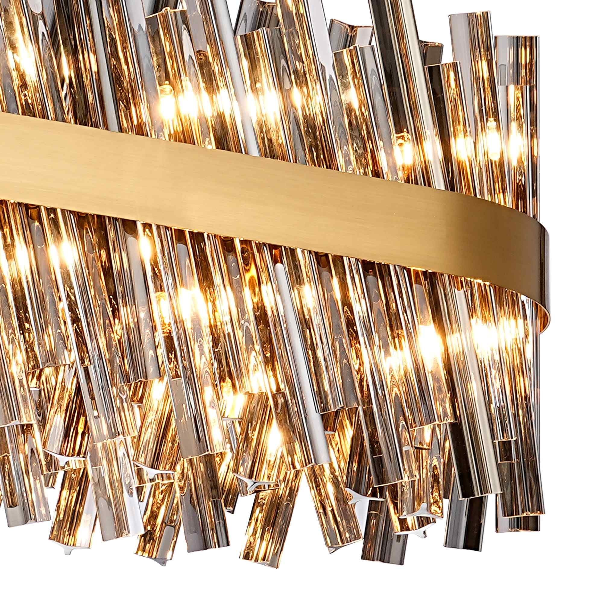 NL9506BR/SM9 Kaffer 24 Light Oblong Pendant Brass Smoke