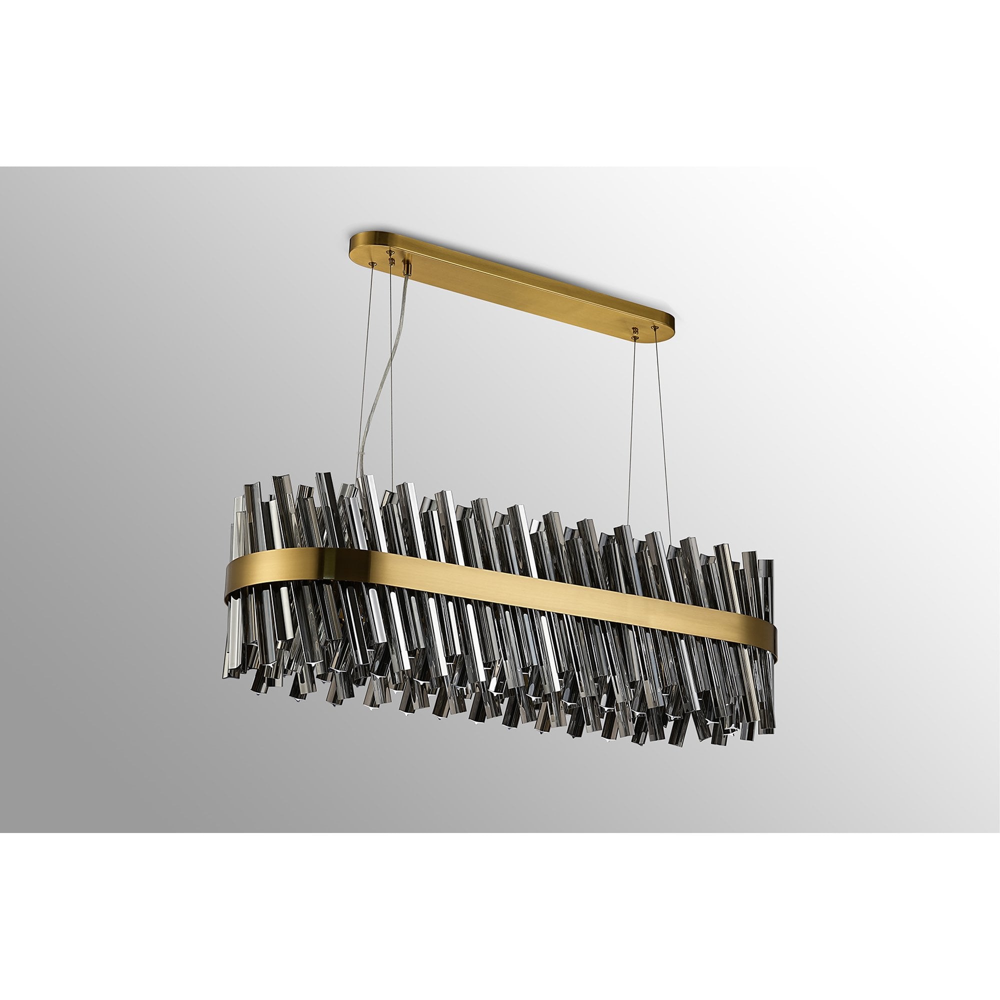 NL9506BR/SM9 Kaffer 24 Light Oblong Pendant Brass Smoke
