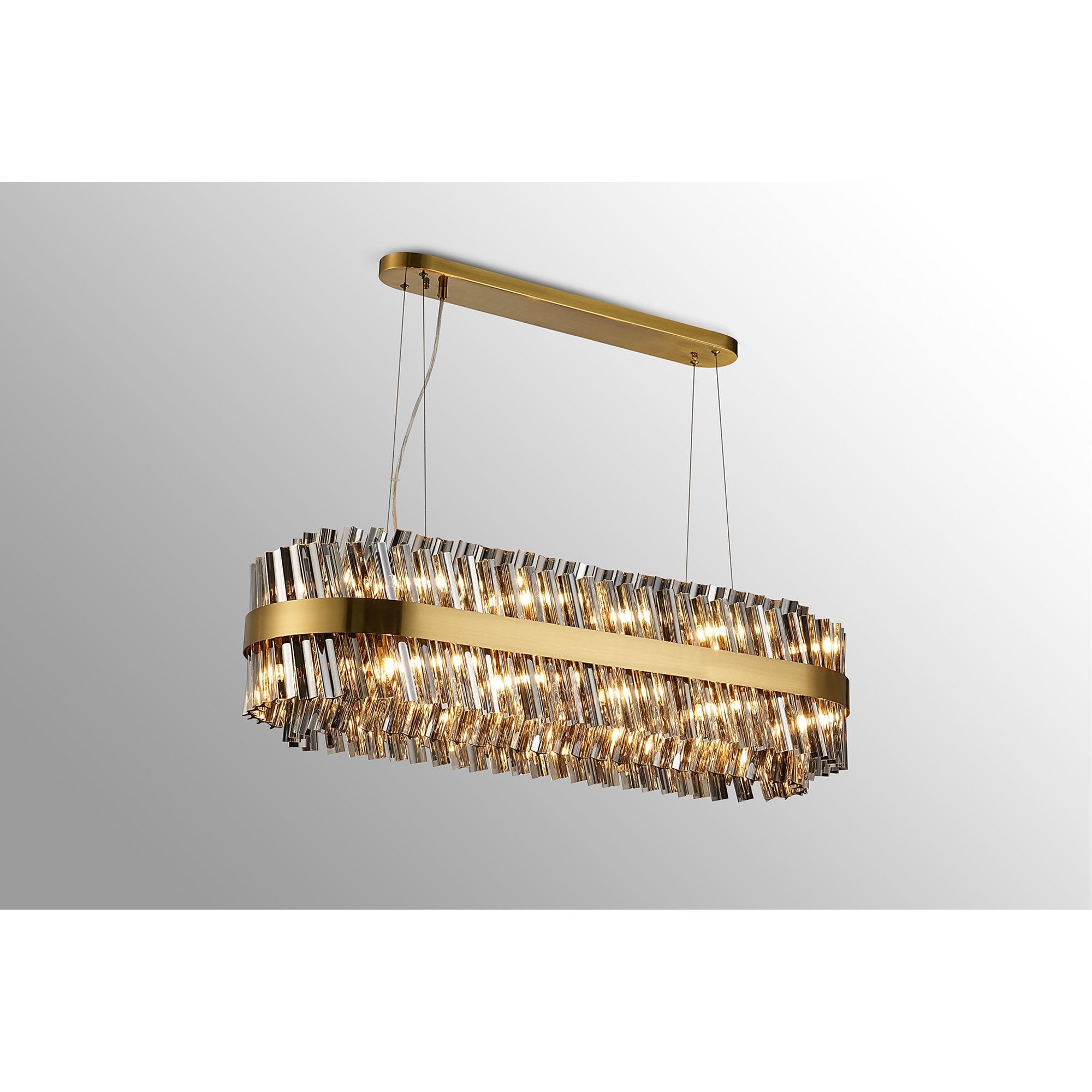 NL9506BR/SM9 Kaffer 24 Light Oblong Pendant Brass Smoke