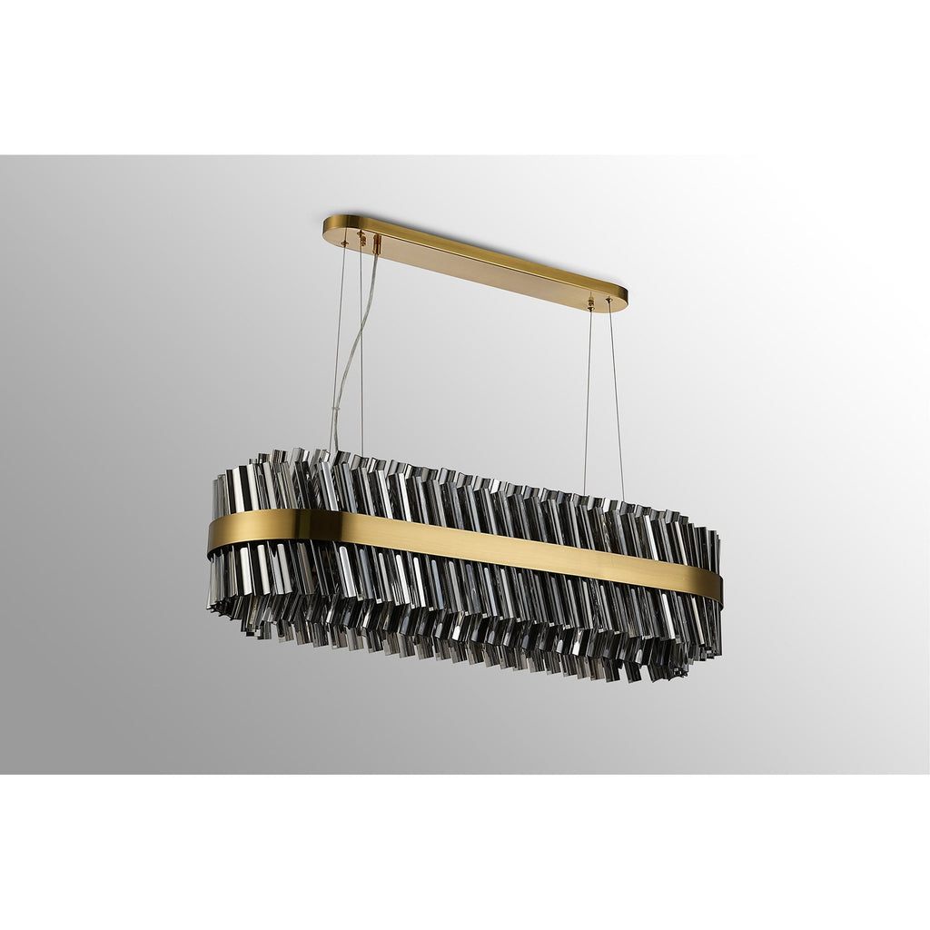 NL9506BR/SM9 Kaffer 24 Light Oblong Pendant Brass Smoke
