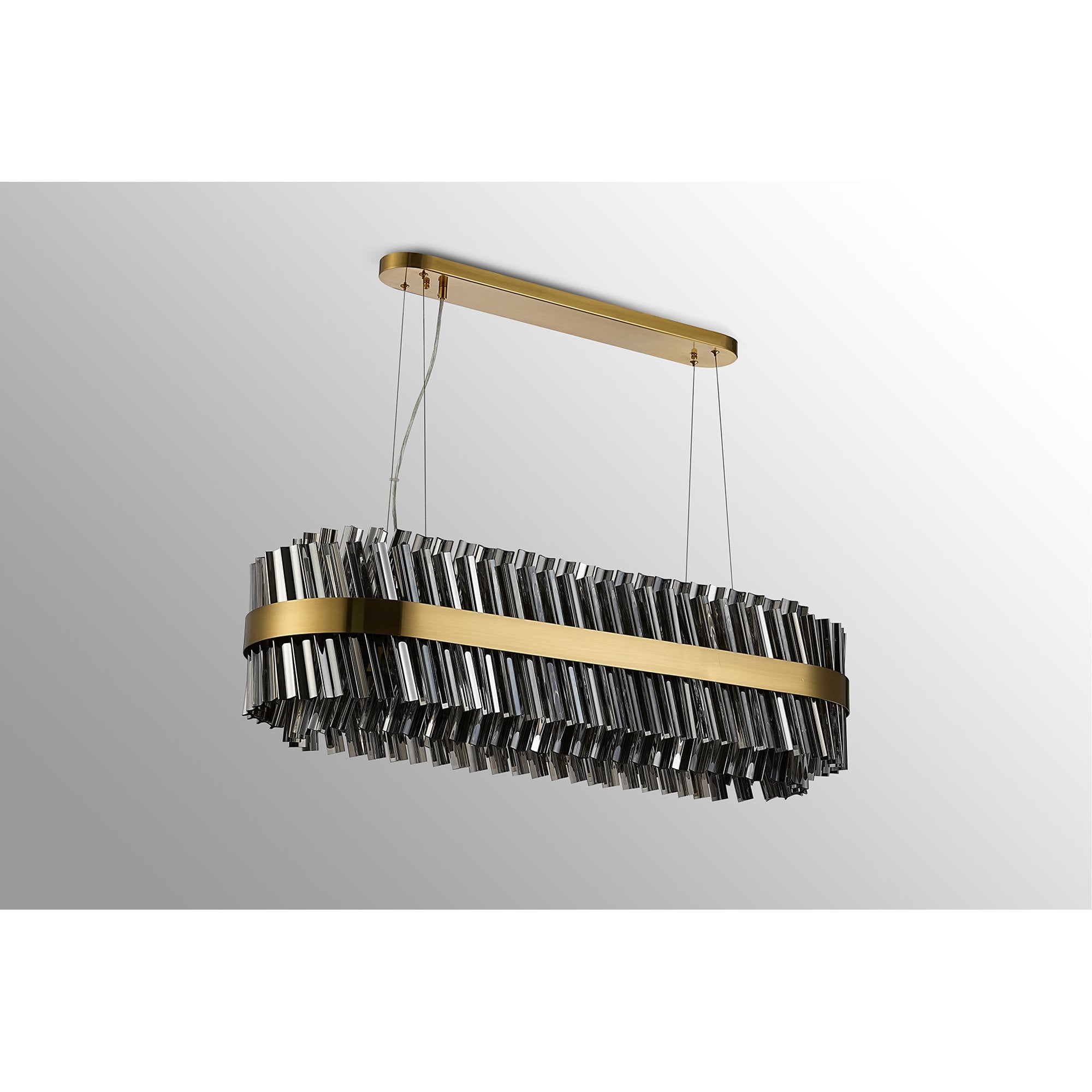 NL9506BR/SM9 Kaffer 24 Light Oblong Pendant Brass Smoke