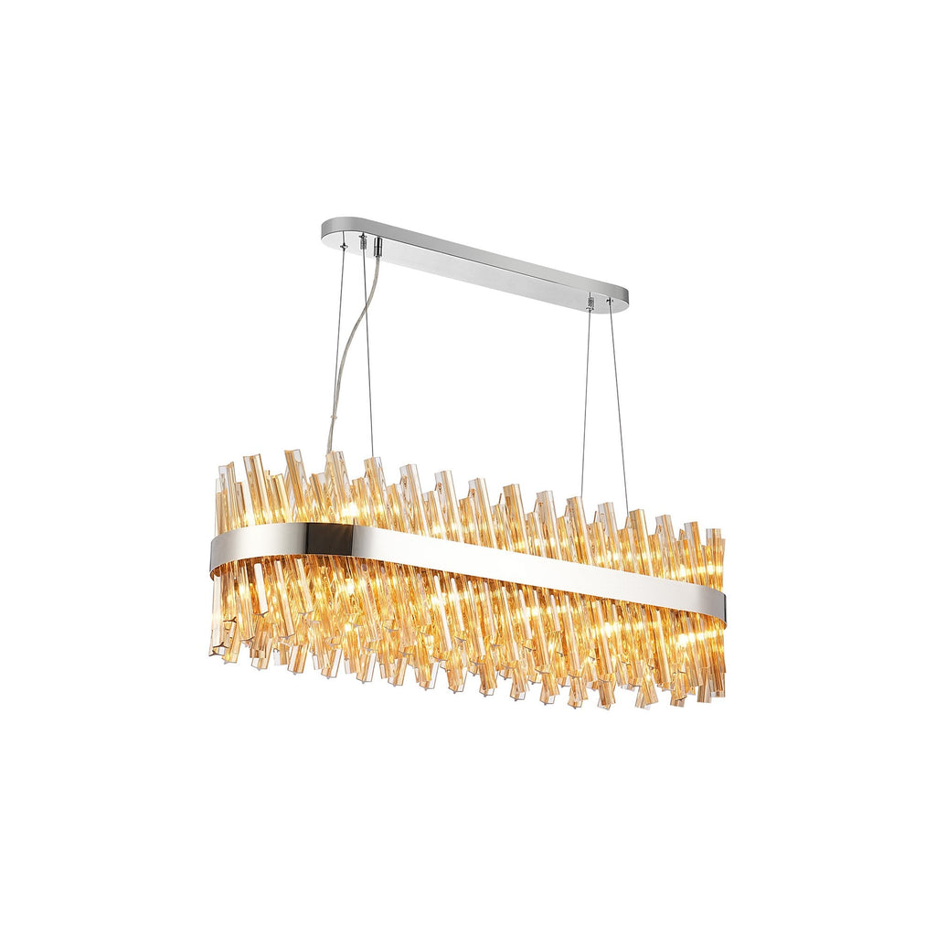 NL9506PN/AM9 Kaffer 24 Light Oblong Pendant Polished Nickel Amber