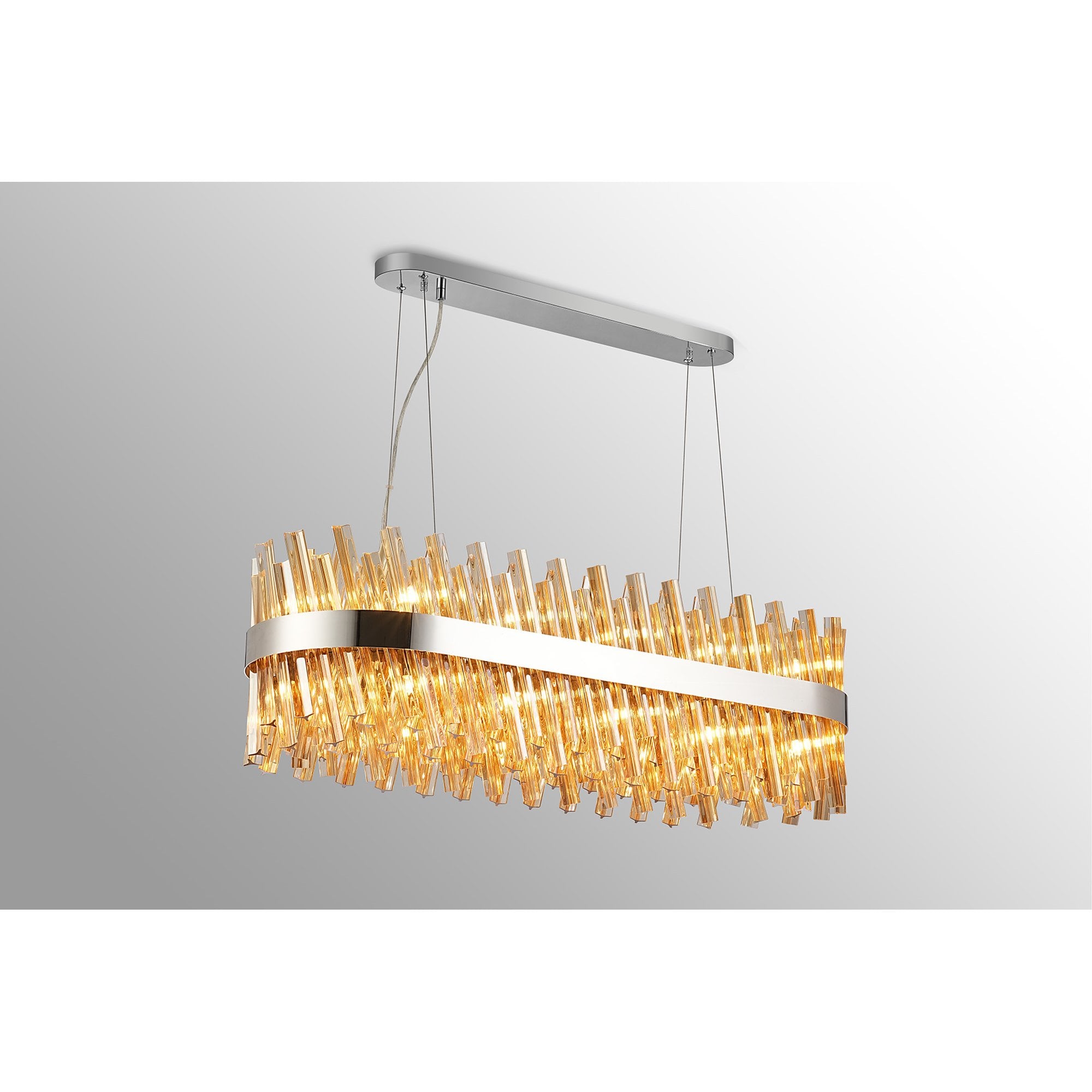 NL9506PN/AM9 Kaffer 24 Light Oblong Pendant Polished Nickel Amber