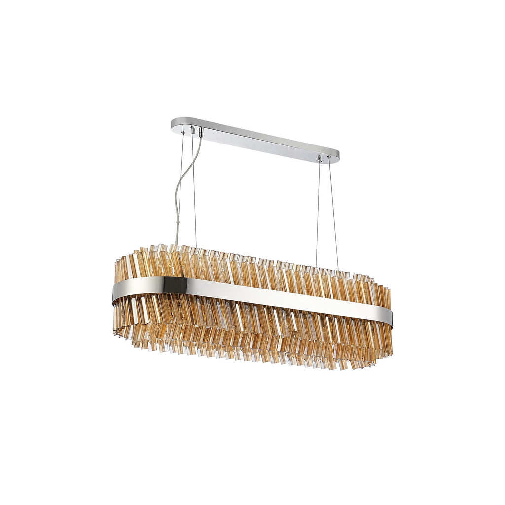 NL9506PN/AM9 Kaffer 24 Light Oblong Pendant Polished Nickel Amber