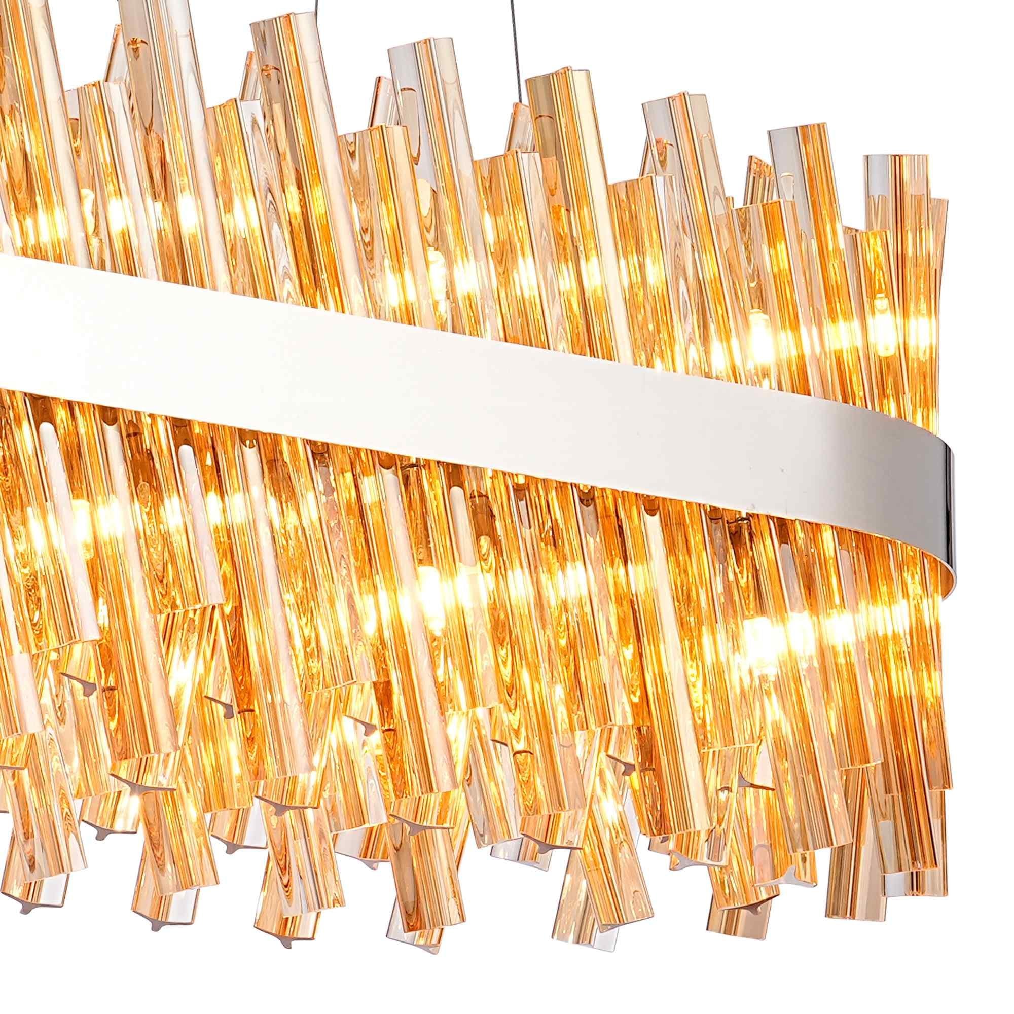 NL9506PN/AM9 Kaffer 24 Light Oblong Pendant Polished Nickel Amber