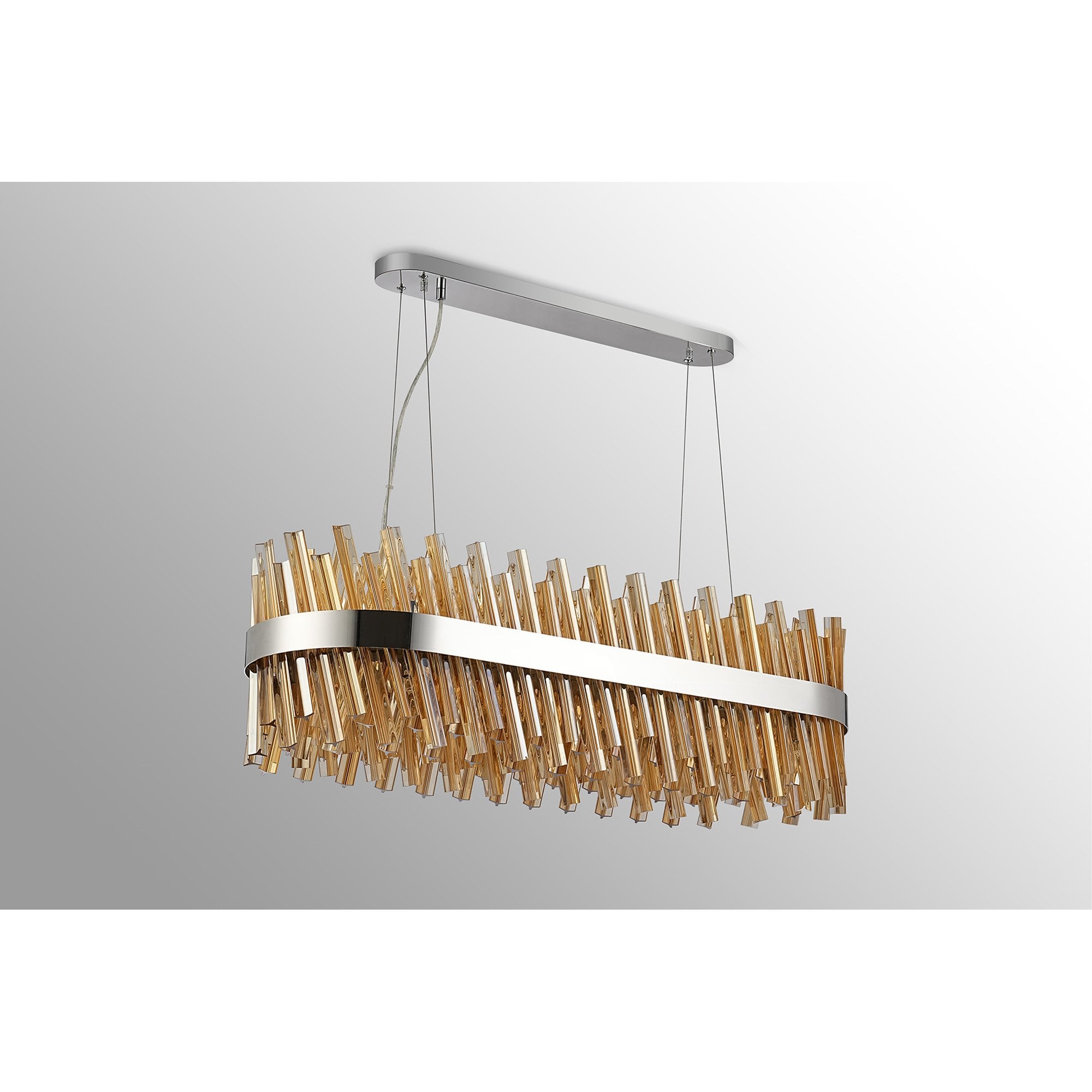 NL9506PN/AM9 Kaffer 24 Light Oblong Pendant Polished Nickel Amber