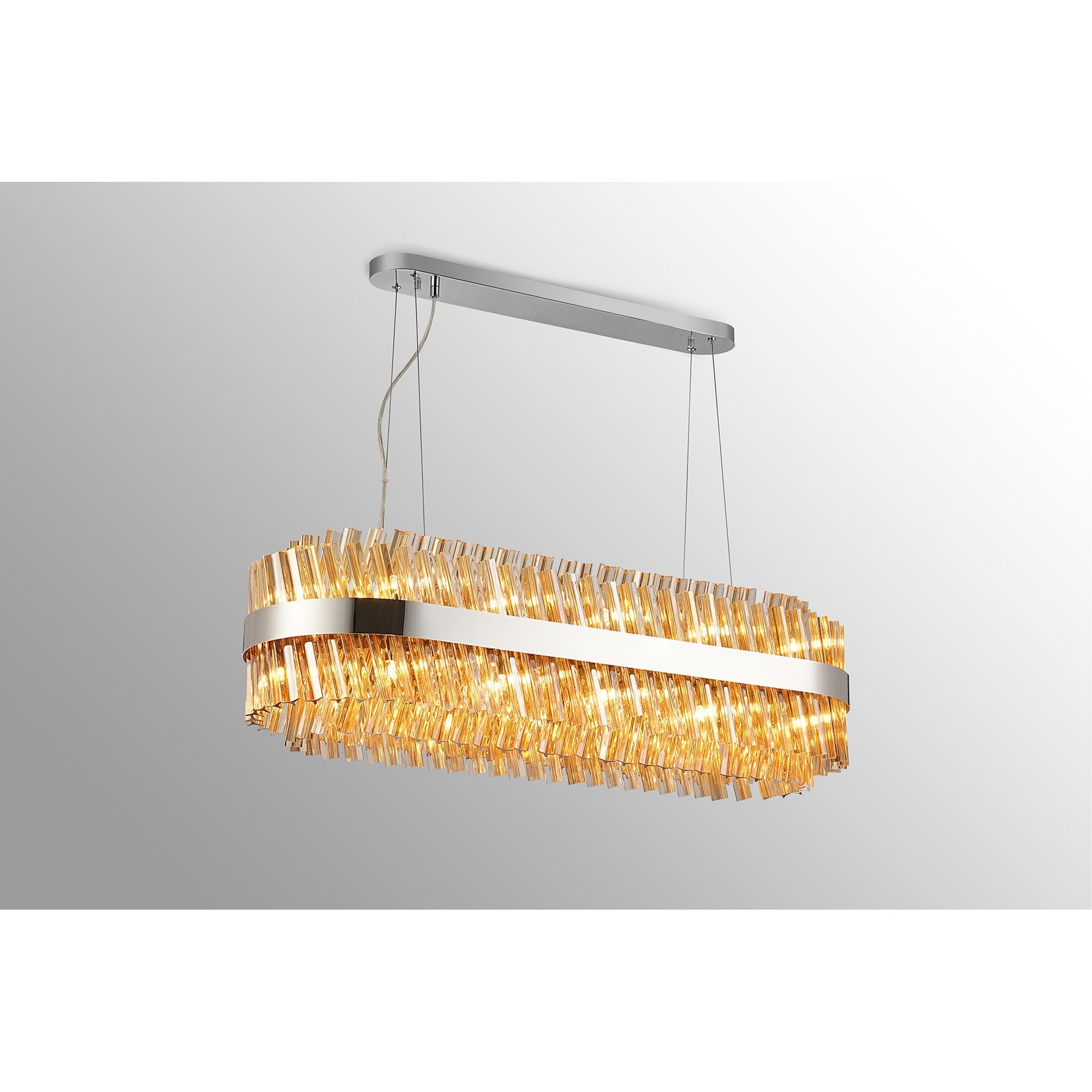 NL9506PN/AM9 Kaffer 24 Light Oblong Pendant Polished Nickel Amber
