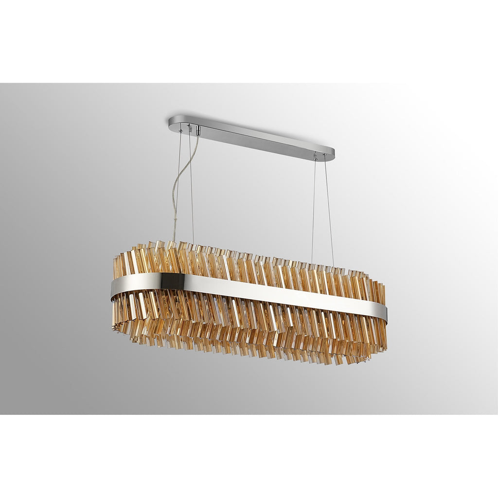 NL9506PN/AM9 Kaffer 24 Light Oblong Pendant Polished Nickel Amber