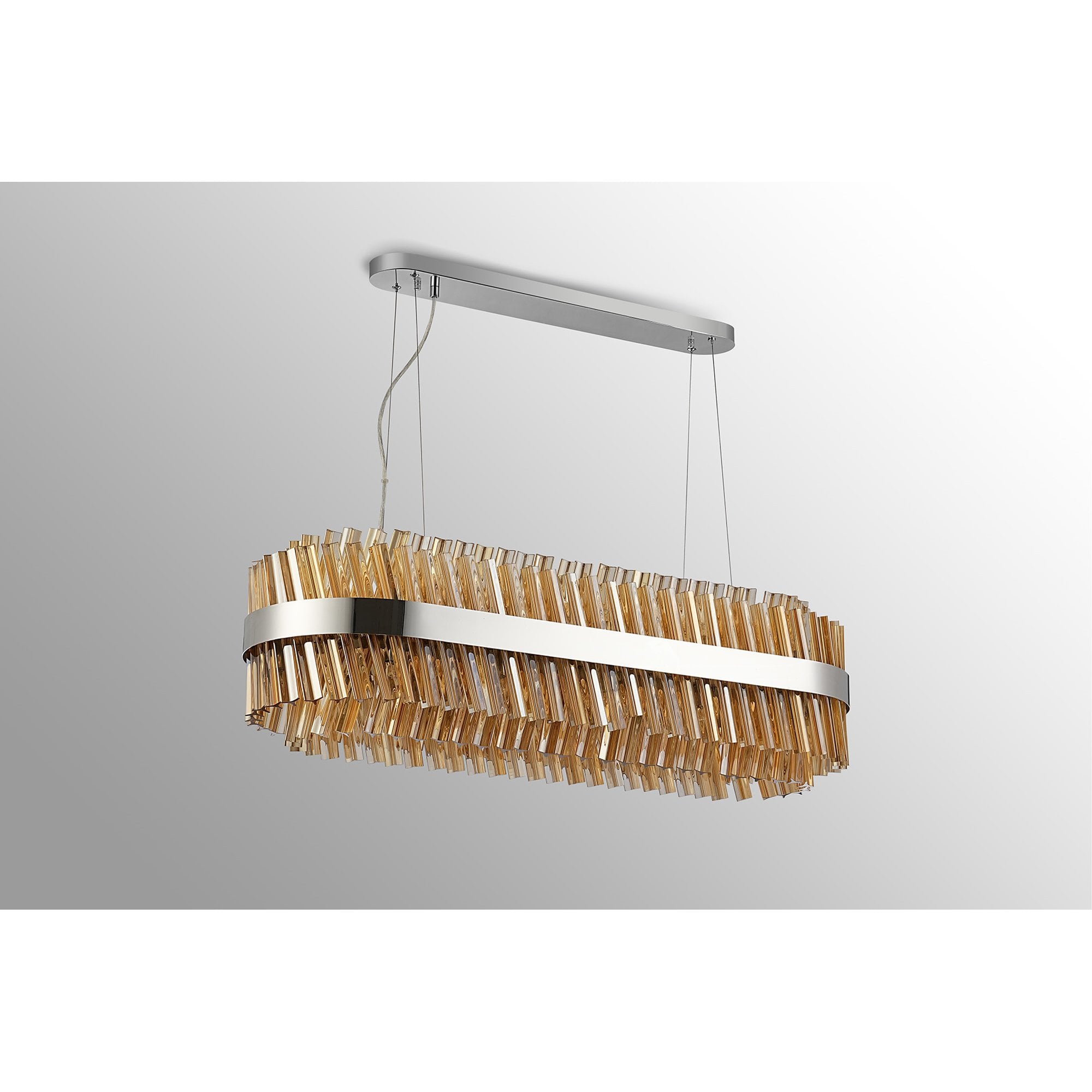 NL9506PN/AM9 Kaffer 24 Light Oblong Pendant Polished Nickel Amber