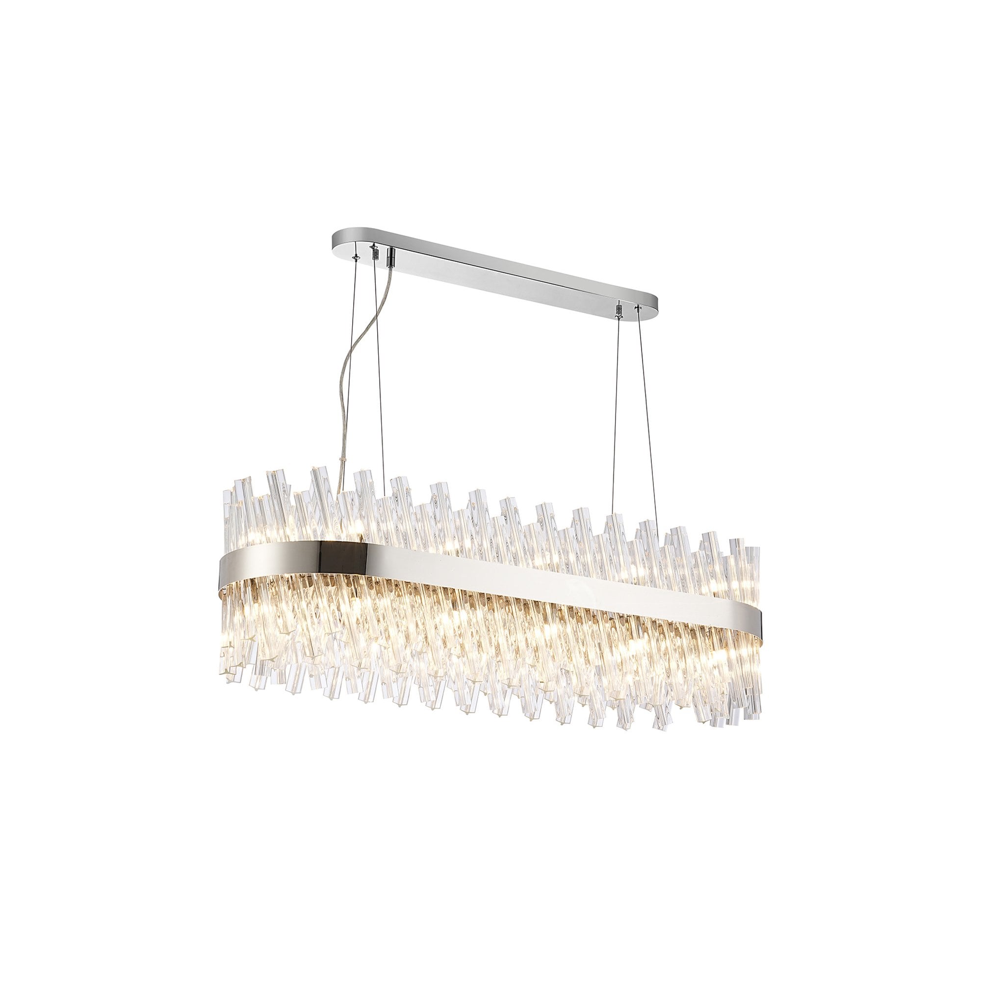 NL9506PN/CL9 Kaffer 24 Light Oblong Pendant Polished Nickel Clear