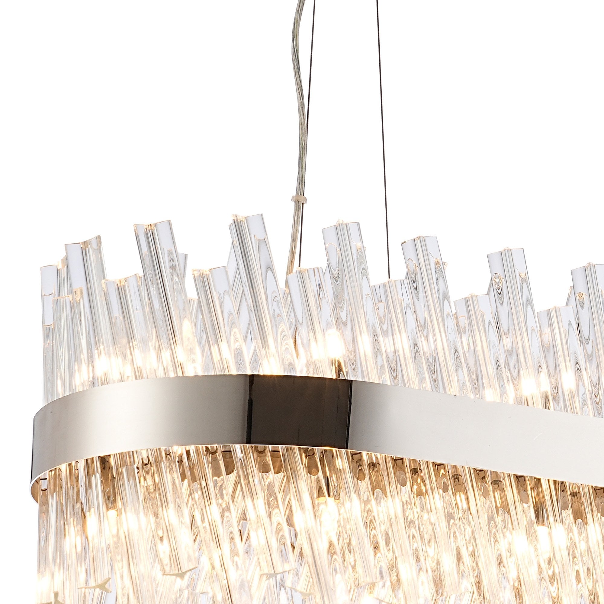 NL9506PN/CL9 Kaffer 24 Light Oblong Pendant Polished Nickel Clear