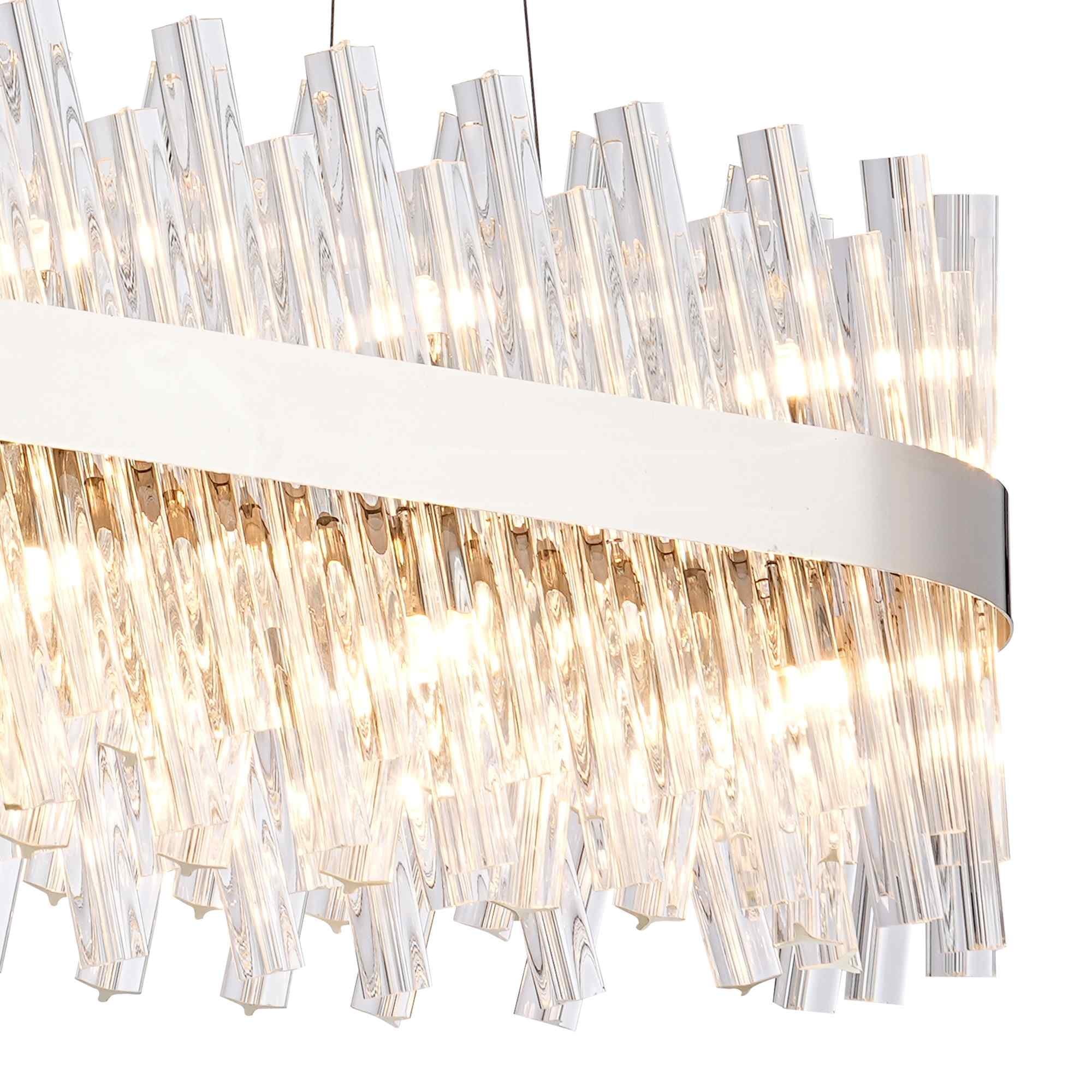 NL9506PN/CL9 Kaffer 24 Light Oblong Pendant Polished Nickel Clear