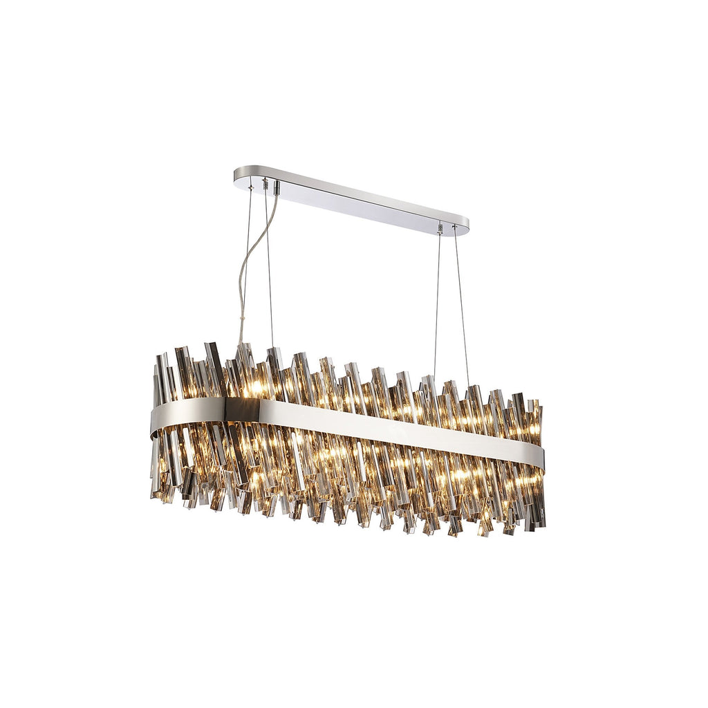 NL9506PN/SM9 Kaffer 24 Light Oblong Pendant Polished Nickel Smoke