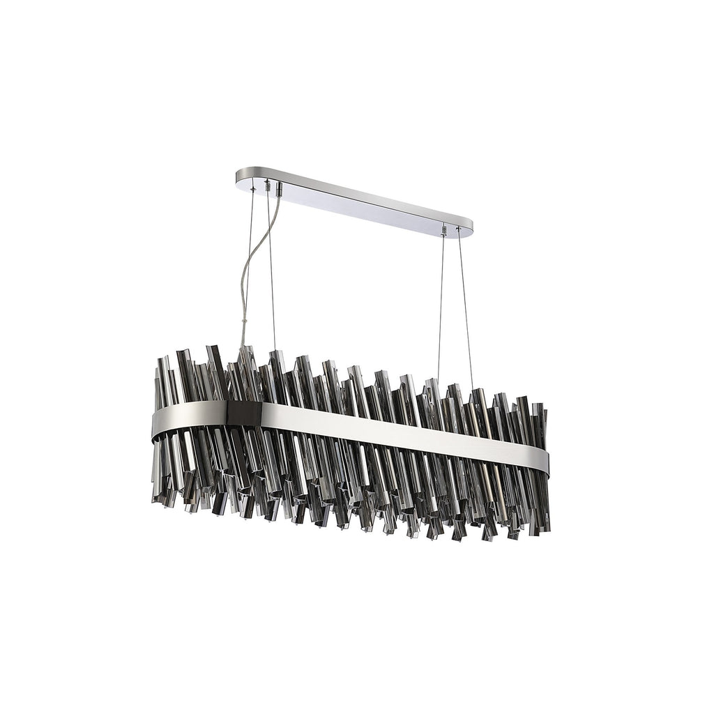 NL9506PN/SM9 Kaffer 24 Light Oblong Pendant Polished Nickel Smoke