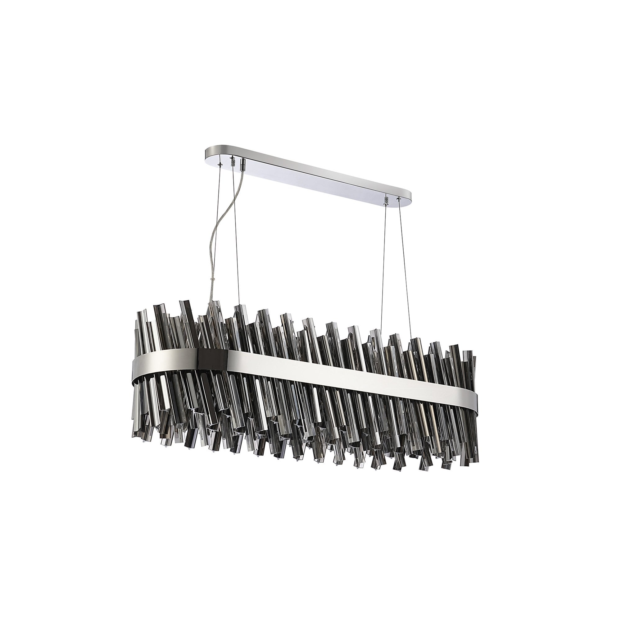 NL9506PN/SM9 Kaffer 24 Light Oblong Pendant Polished Nickel Smoke