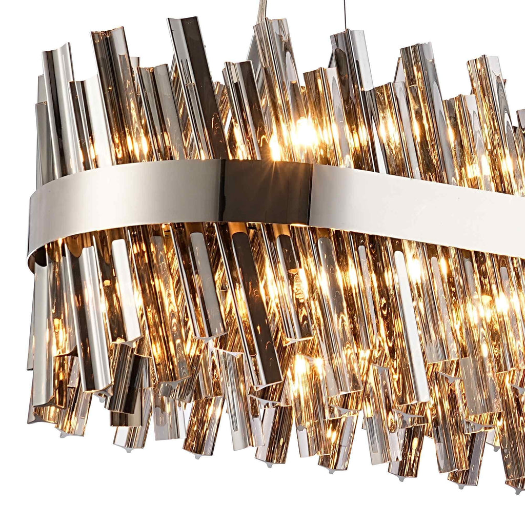 NL9506PN/SM9 Kaffer 24 Light Oblong Pendant Polished Nickel Smoke