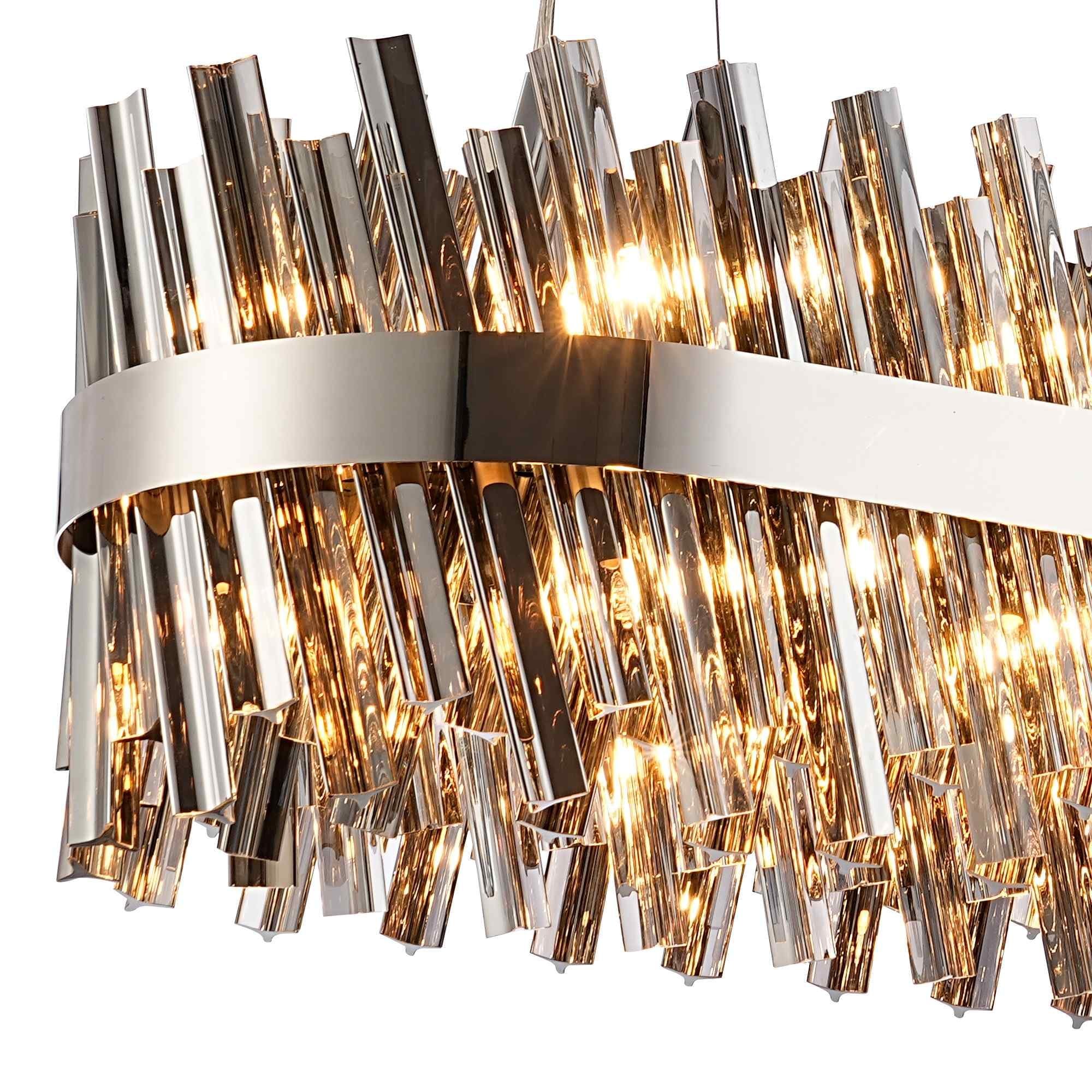 NL9506PN/SM9 Kaffer 24 Light Oblong Pendant Polished Nickel Smoke