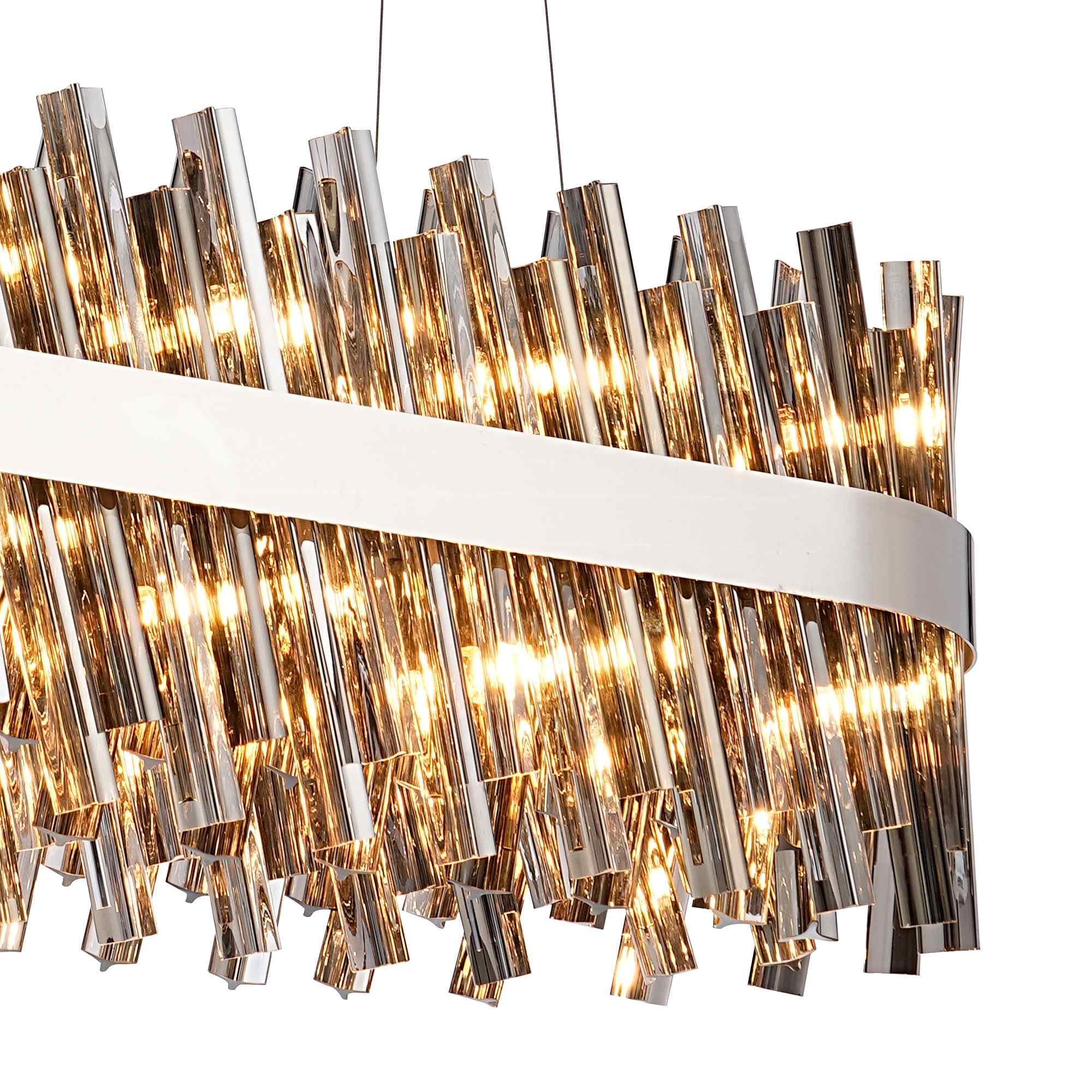NL9506PN/SM9 Kaffer 24 Light Oblong Pendant Polished Nickel Smoke