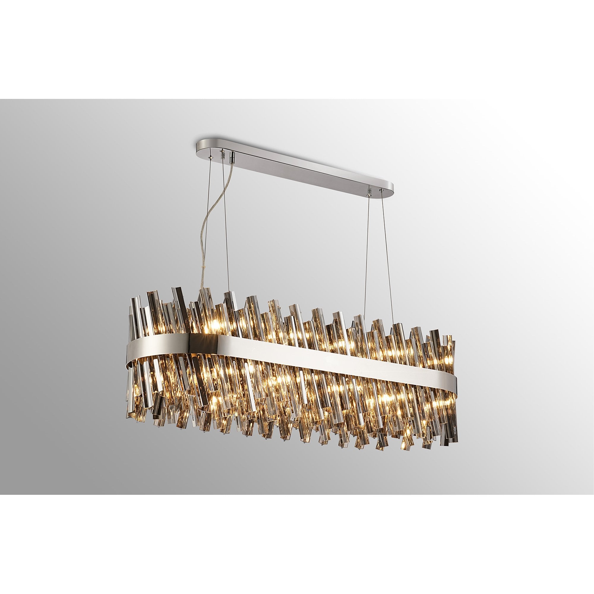NL9506PN/SM9 Kaffer 24 Light Oblong Pendant Polished Nickel Smoke