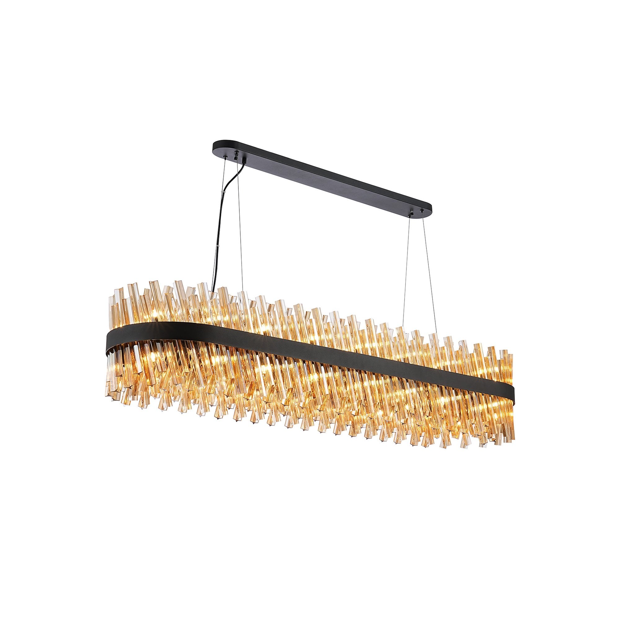 NL9508BL/AM9 Kaffer 36 Light Oblong Pendant Satin Black Amber