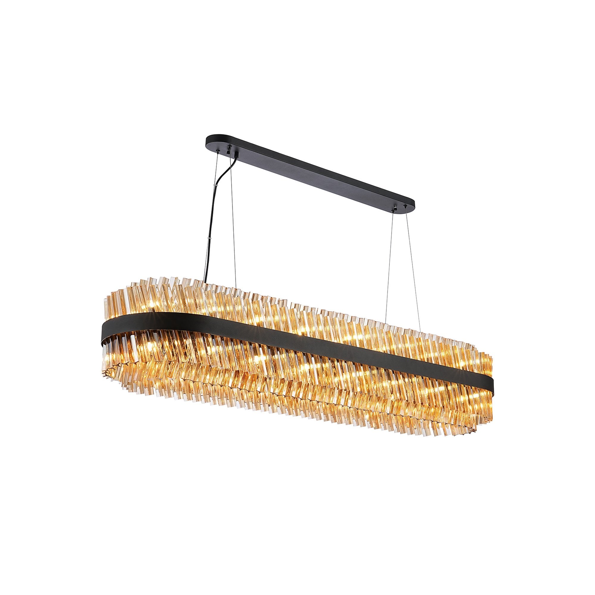 NL9508BL/AM9 Kaffer 36 Light Oblong Pendant Satin Black Amber