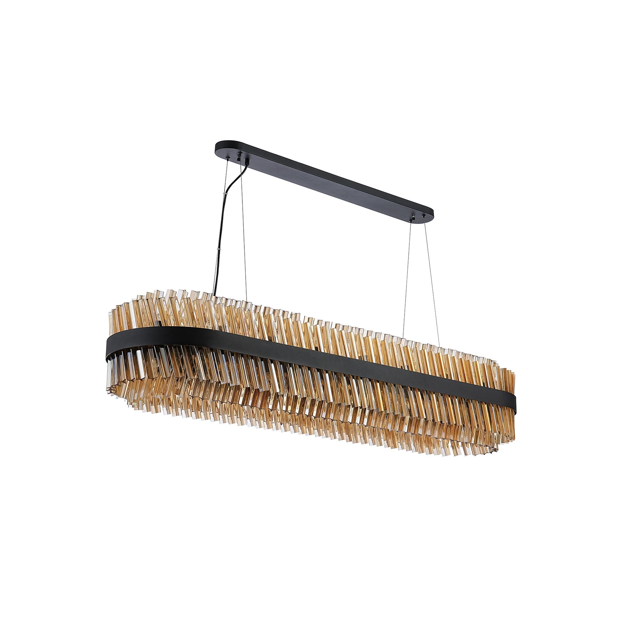 NL9508BL/AM9 Kaffer 36 Light Oblong Pendant Satin Black Amber