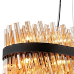NL9508BL/AM9 Kaffer 36 Light Oblong Pendant Satin Black Amber