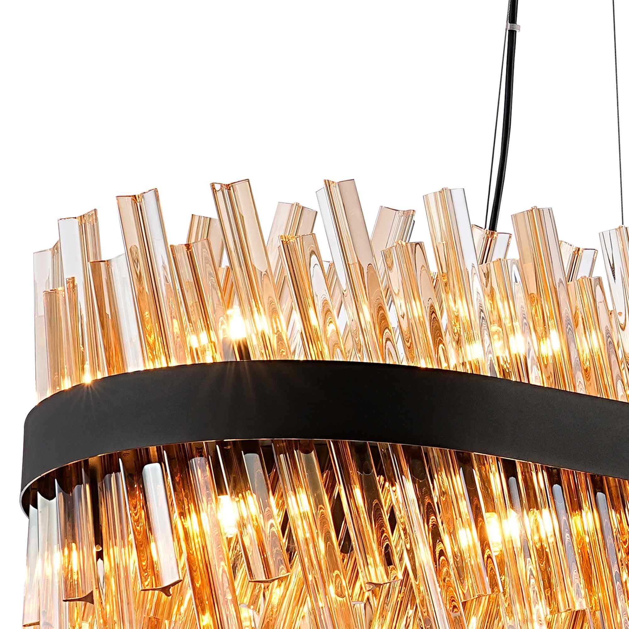 NL9508BL/AM9 Kaffer 36 Light Oblong Pendant Satin Black Amber